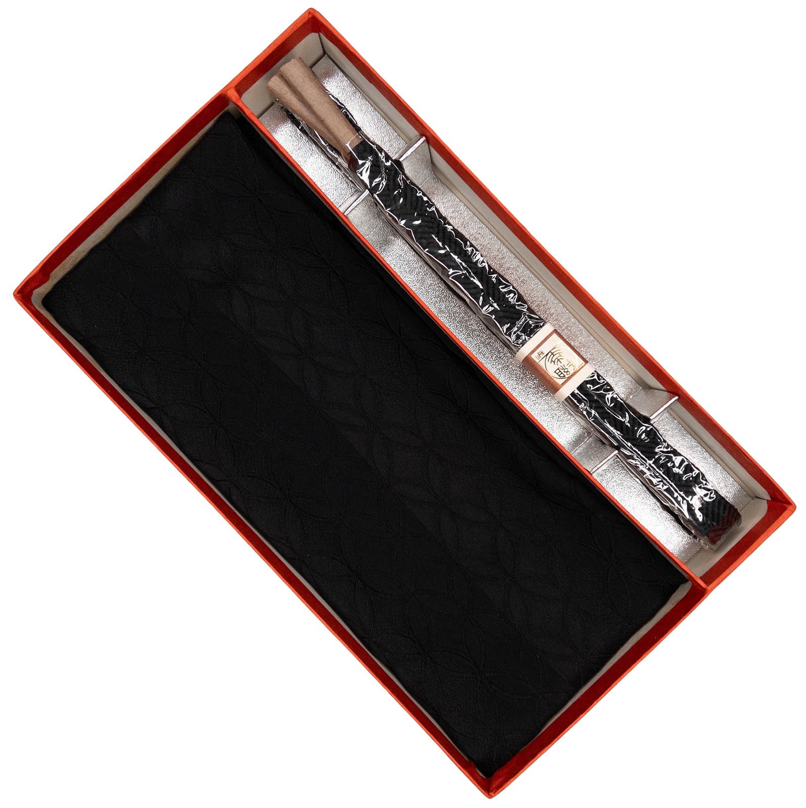 VTG Japanese Obiage & Obijime Set Black Silk Mofuku Formal Occasion Original Box