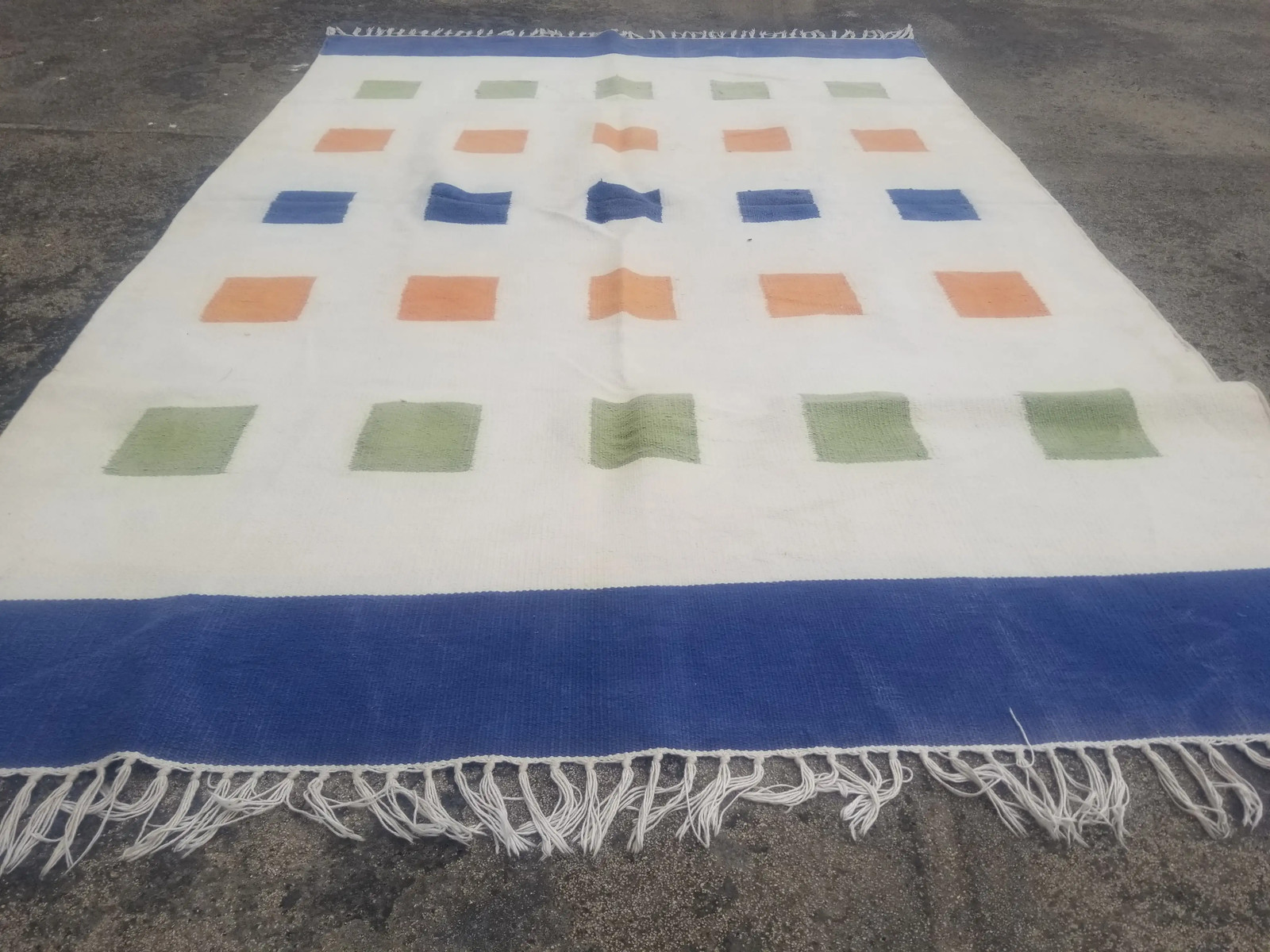 Fine Vintage Traditional Handmade Oriental Wool Multicolor Kilim 6.7×4.3 ft