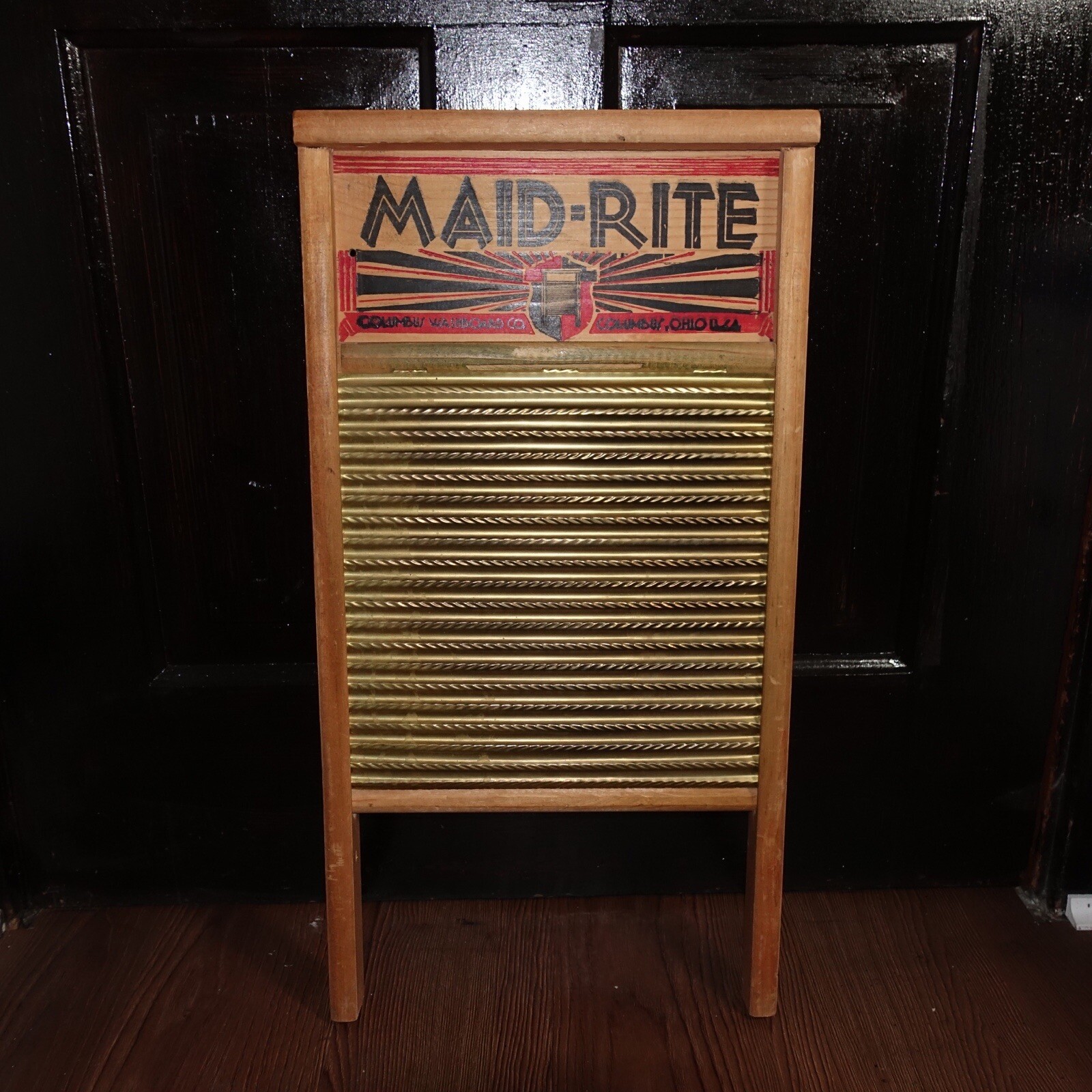Antique Maid-Rite No 2062 Brass Wash Board Columbus Washboard Co. Ohio USA