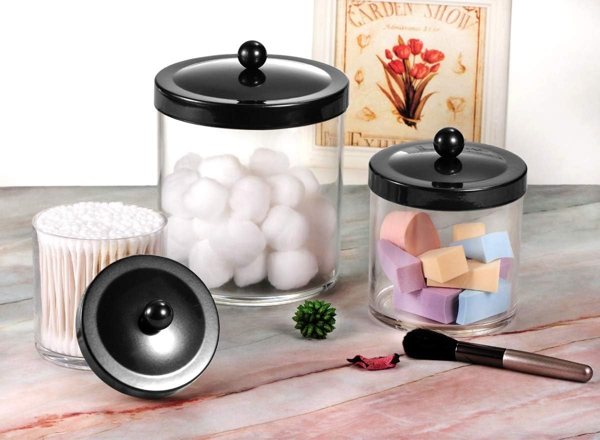 Functional & Elegant Apothecary Storage Jars – BPA-Free with Black Metal Lids