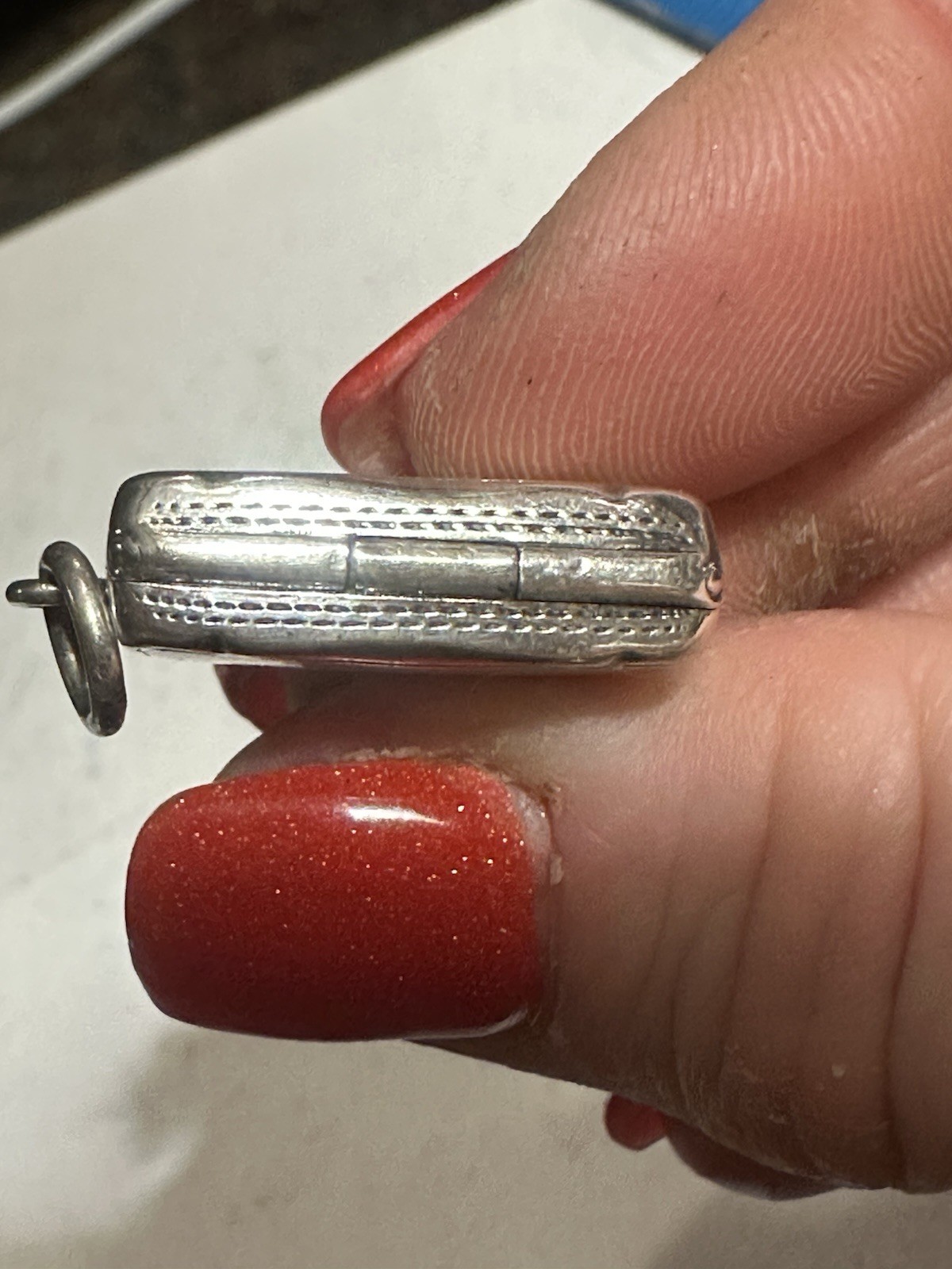 VICTORIAN SILVER VINAIGRETTE FREDERICK MARSON BIRMINGHAM 1862 PENDANT ENGRAVED