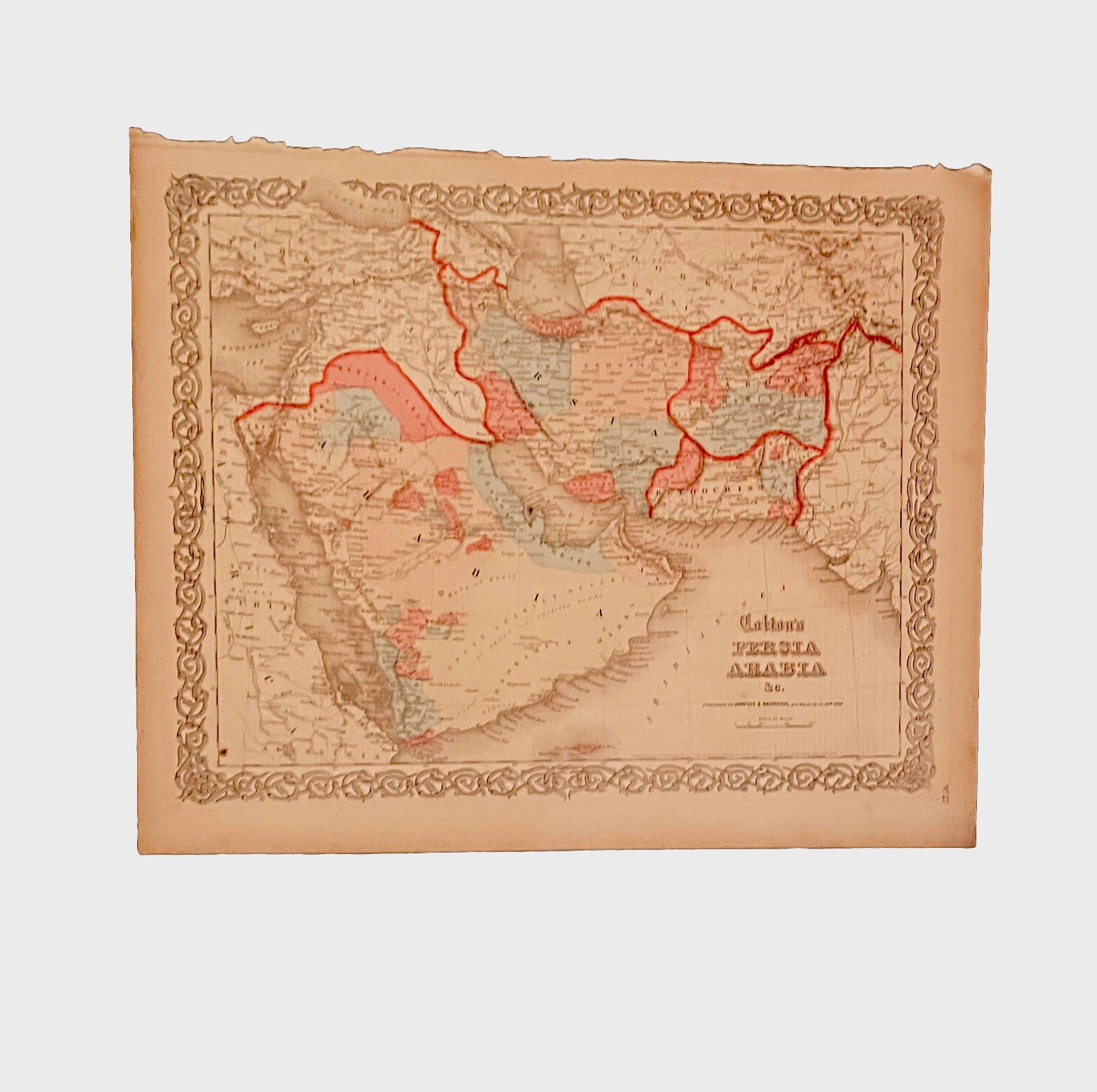 COLTON’S 1855 Map of PERSIA & ARABIA
