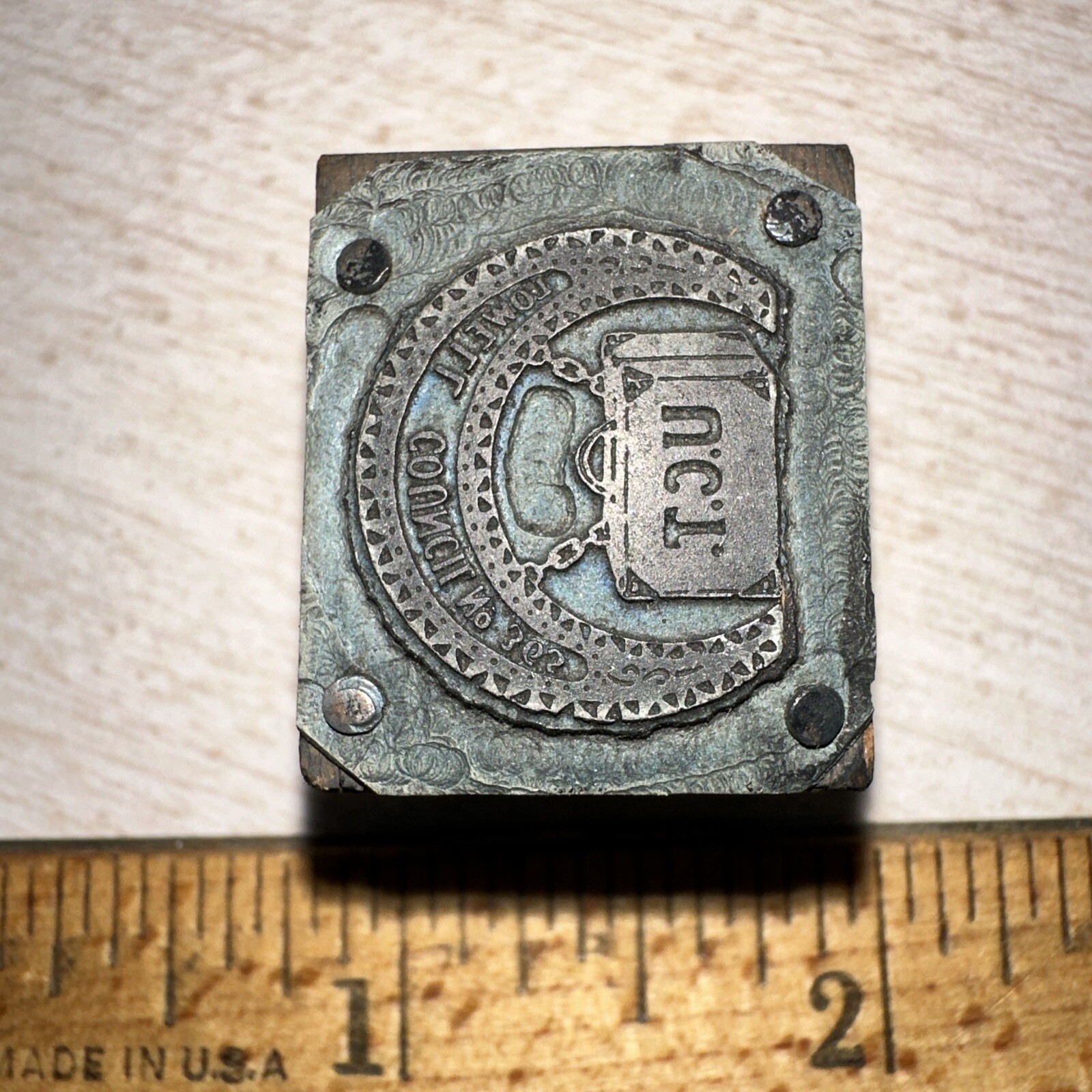 Printing Block “ U.C.T. Lowell Council No 365 “