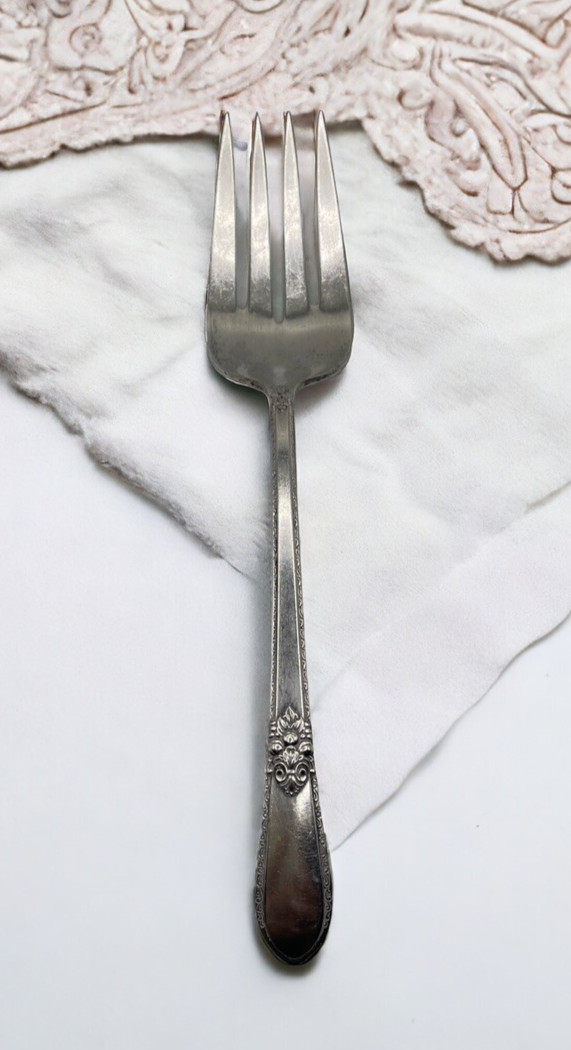 1847 Rogers Bros ADORATION IS Flatware Silverplate 9″ Large Serving Fork