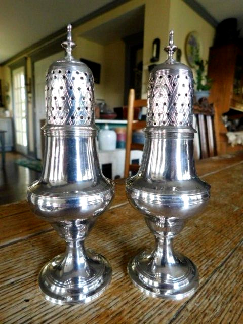 PAIR Georgian 1791 Sterling Silver Sugar Shaker’s Caster’s PETER & ANN BATEMAN