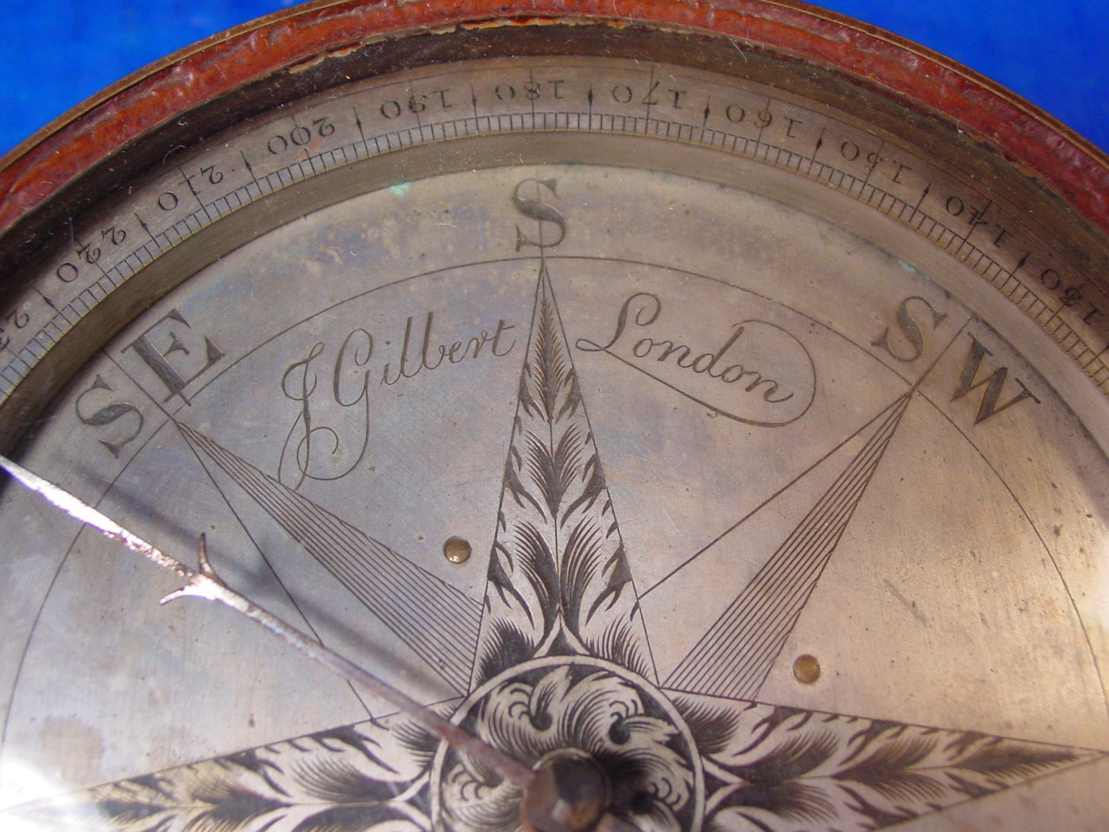 1740 John Gilbert Plain Compass + Original Box – Rare 18th Century Compass