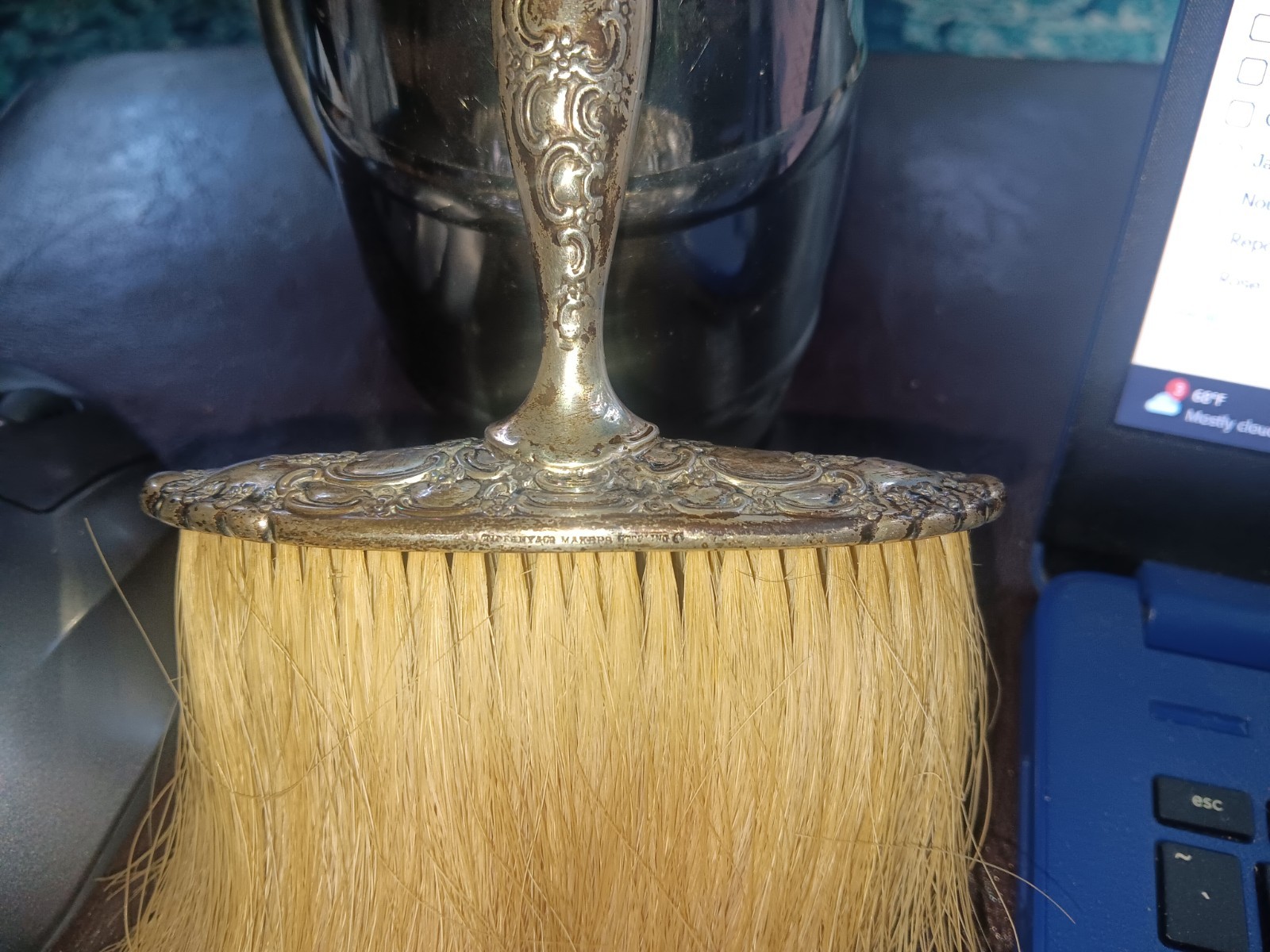 Tiffany & Co. Makers . Vanity- Hat Brush- Sterling- Victorian- Repousse
