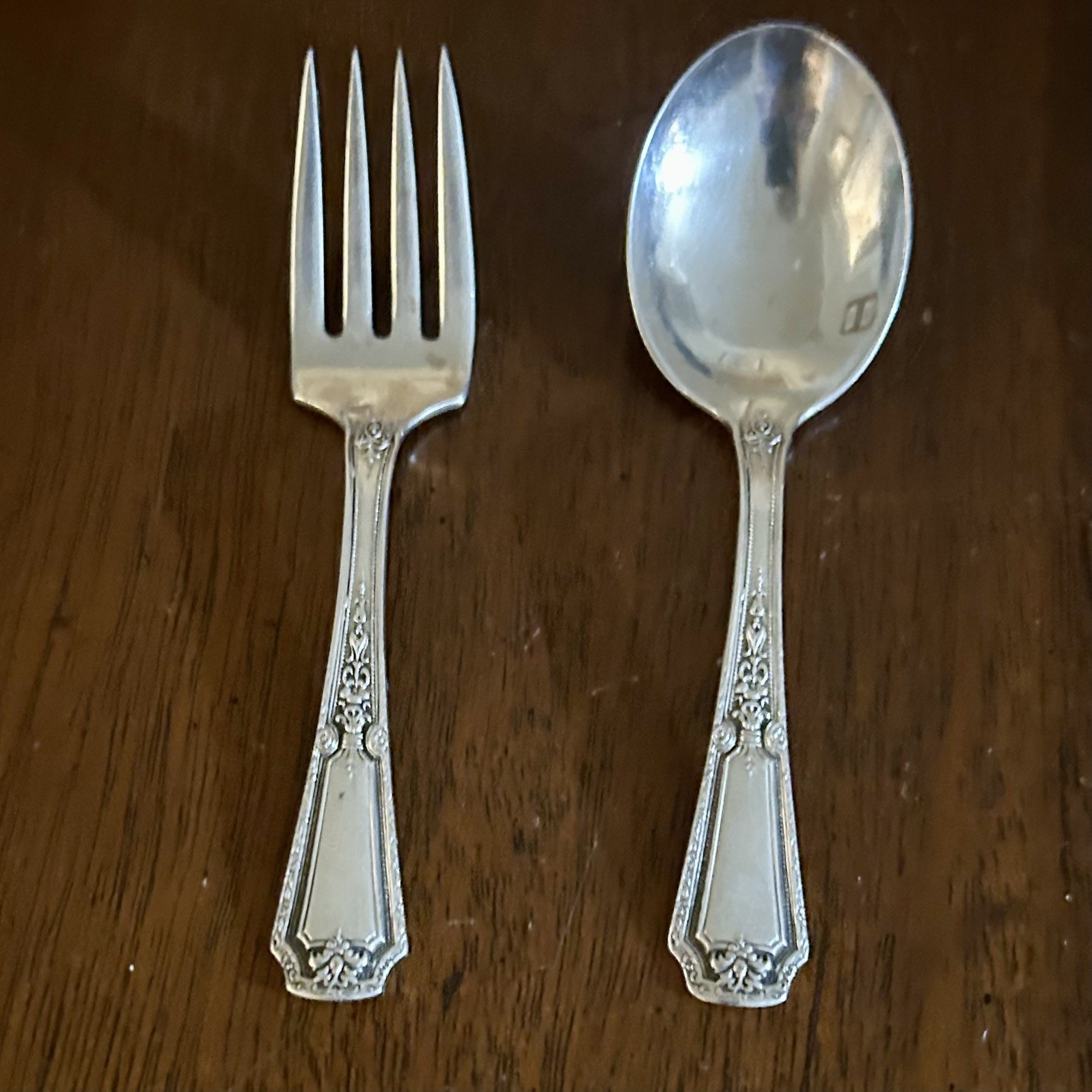 Antique Sterling Silver Children’s Louis XlV Fork & Spoon Set By Towle 4.25 “