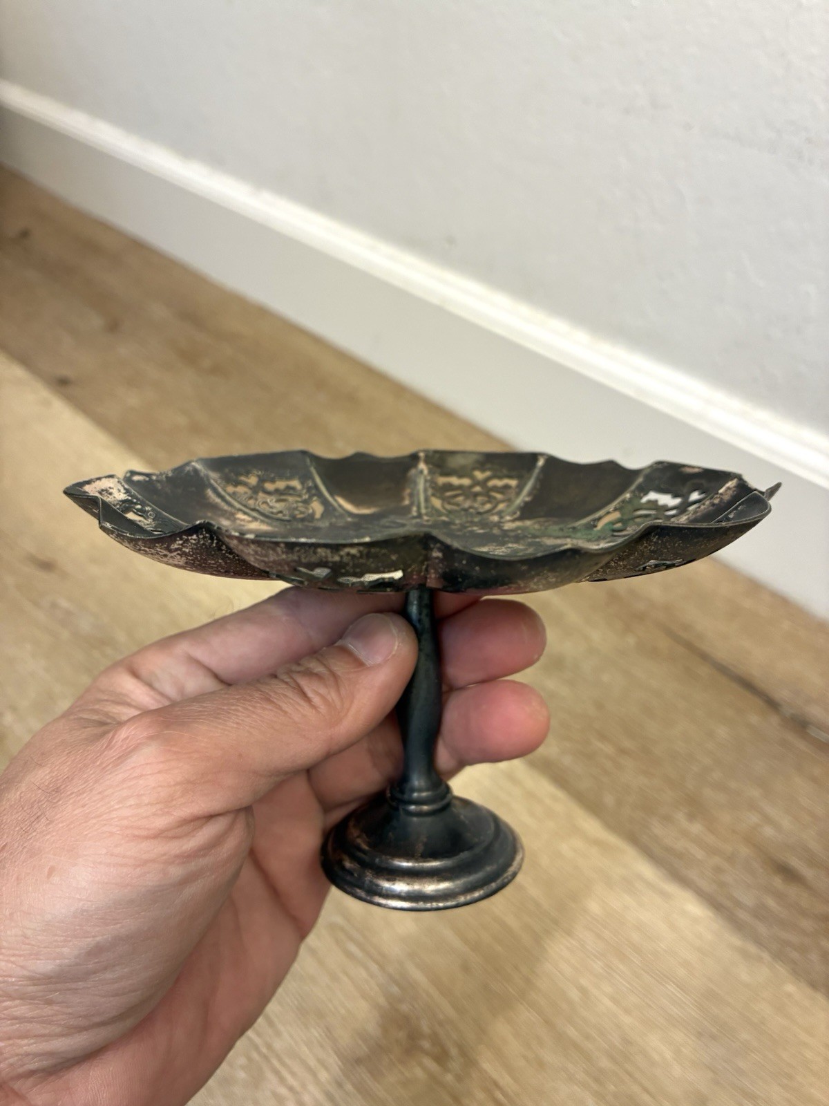 Vintage Pedestal Dish Silverplate EPNS Ornate Candy Compote Footed Bowl