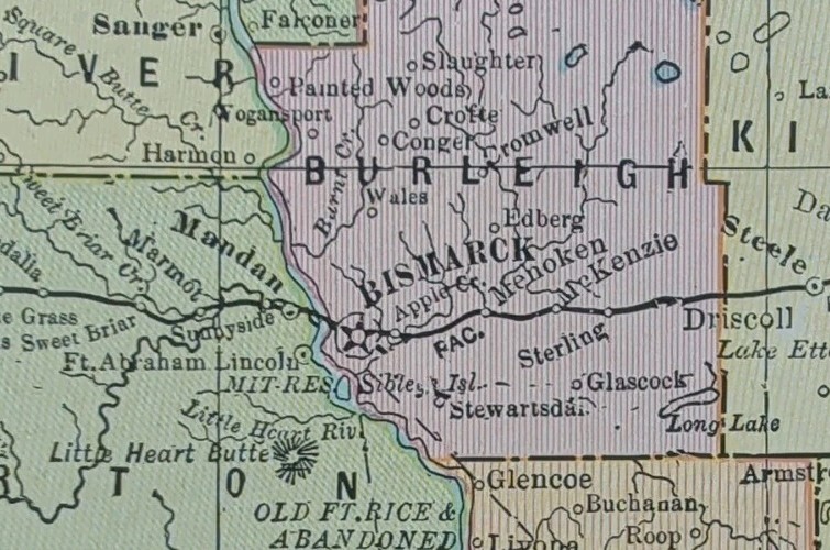 Vintage 1897 NORTH DAKOTA Map 14″x11″ ~ Old Antique Original SANGER WASHBURN ND