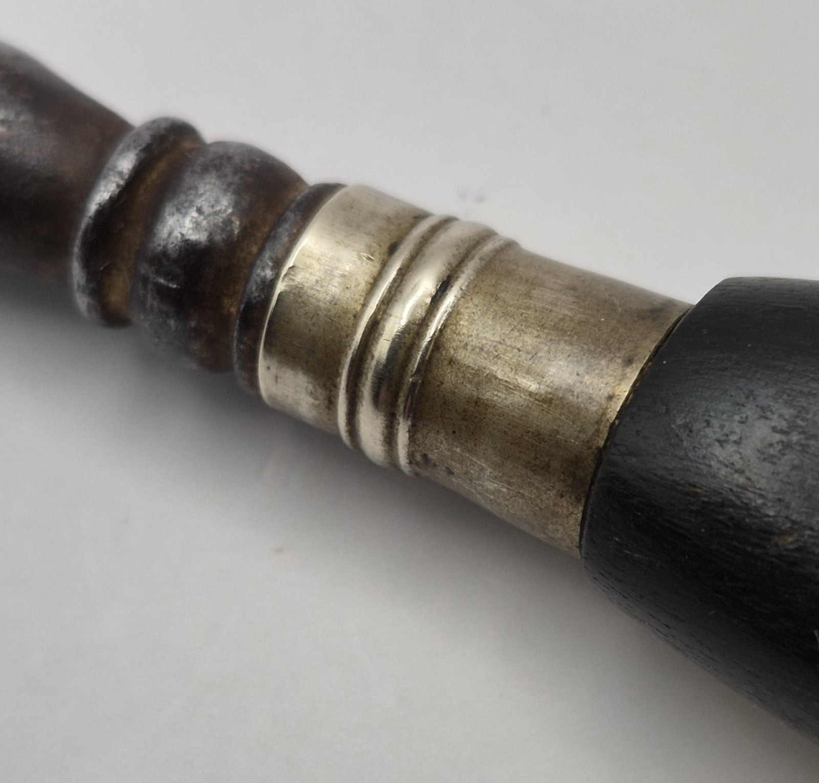 [ANTIQUE EBONY SHOEHORN & BUTTON HOOK – ENGLAND – GENUINE EBONY & STEEL]