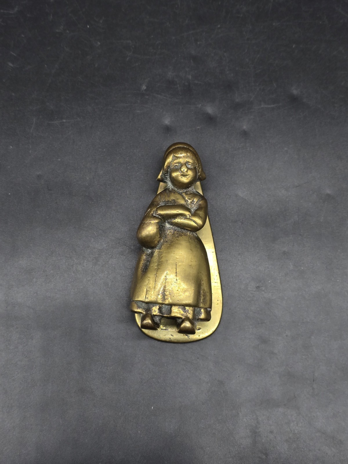 Vintage Cast Solid Brass Door Knocker Dutch Lady 38x87mm Reclaimed