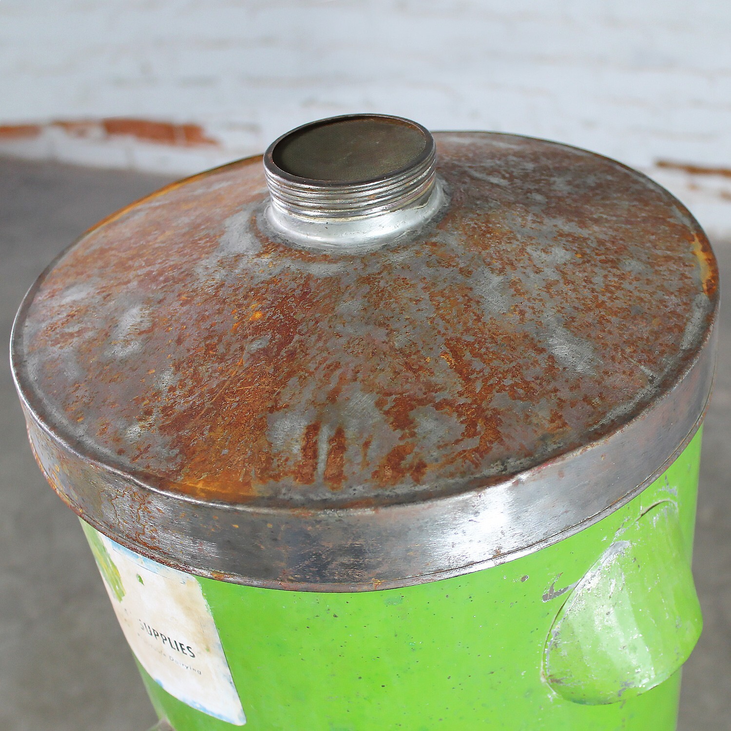 Early-Mid-20th C Antique Rustic Gravity Cream Separator Green Metal Can Red Legs