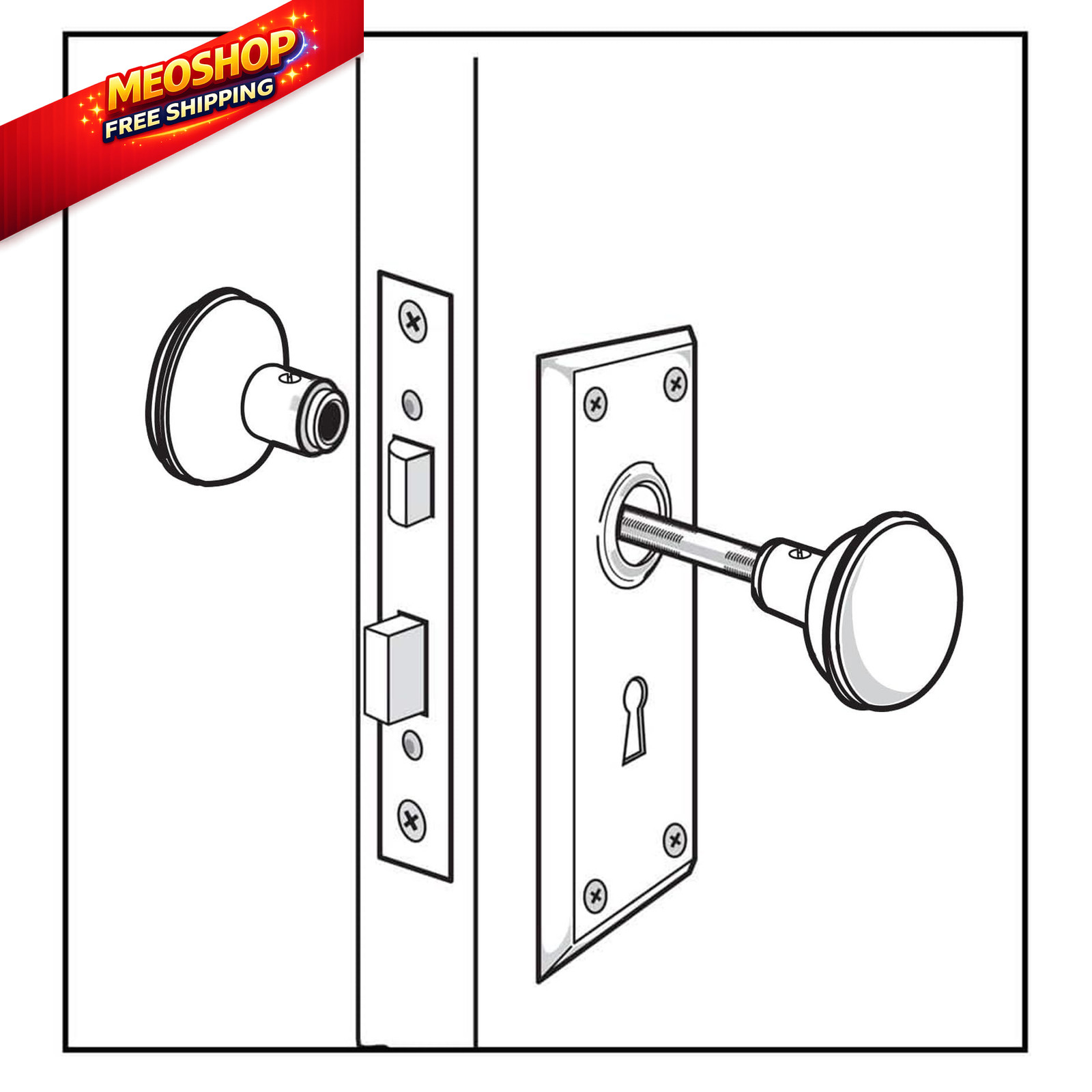 1 Pack Mortise Keyed Lock Set with Classic Knobs, Perfect for Matte Black