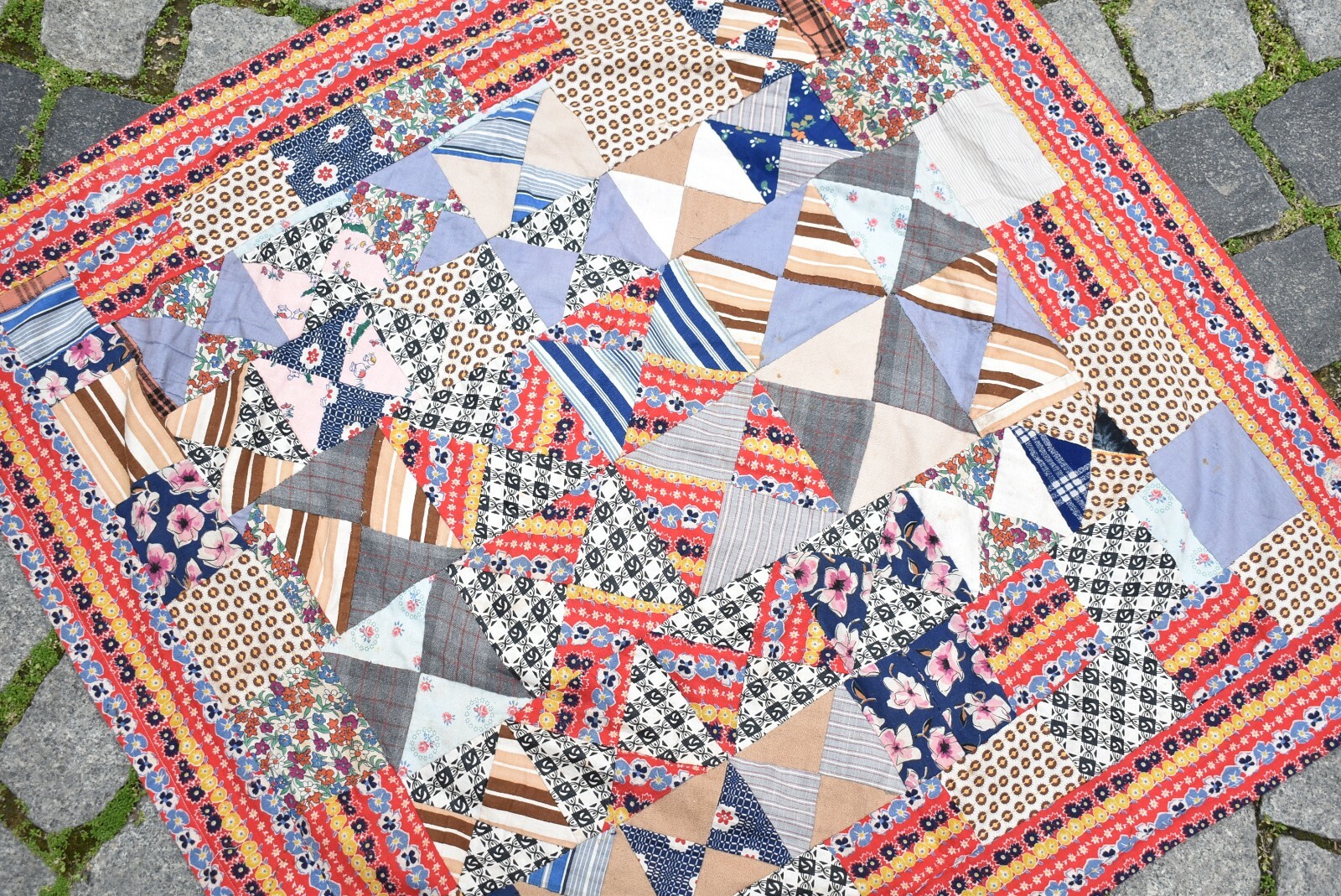 Vintage Turkish Textile Patchwork 34” x 34” Wall Hangings Piece Textile Cover