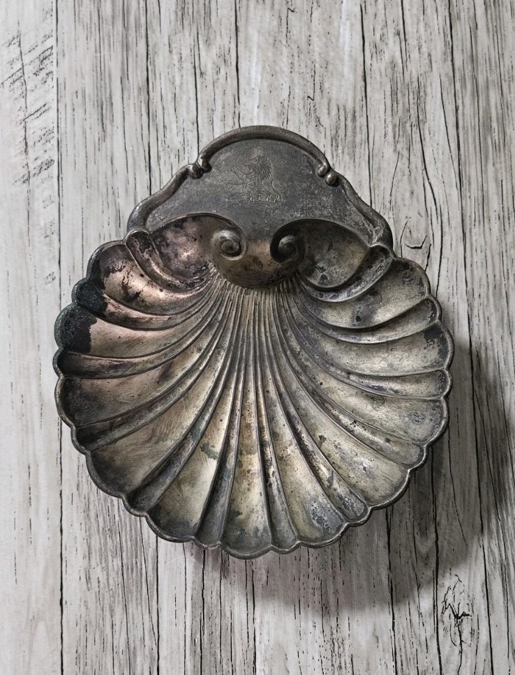 Vintage Friedman Gotham Shell Dish Footed with Engraved Lion