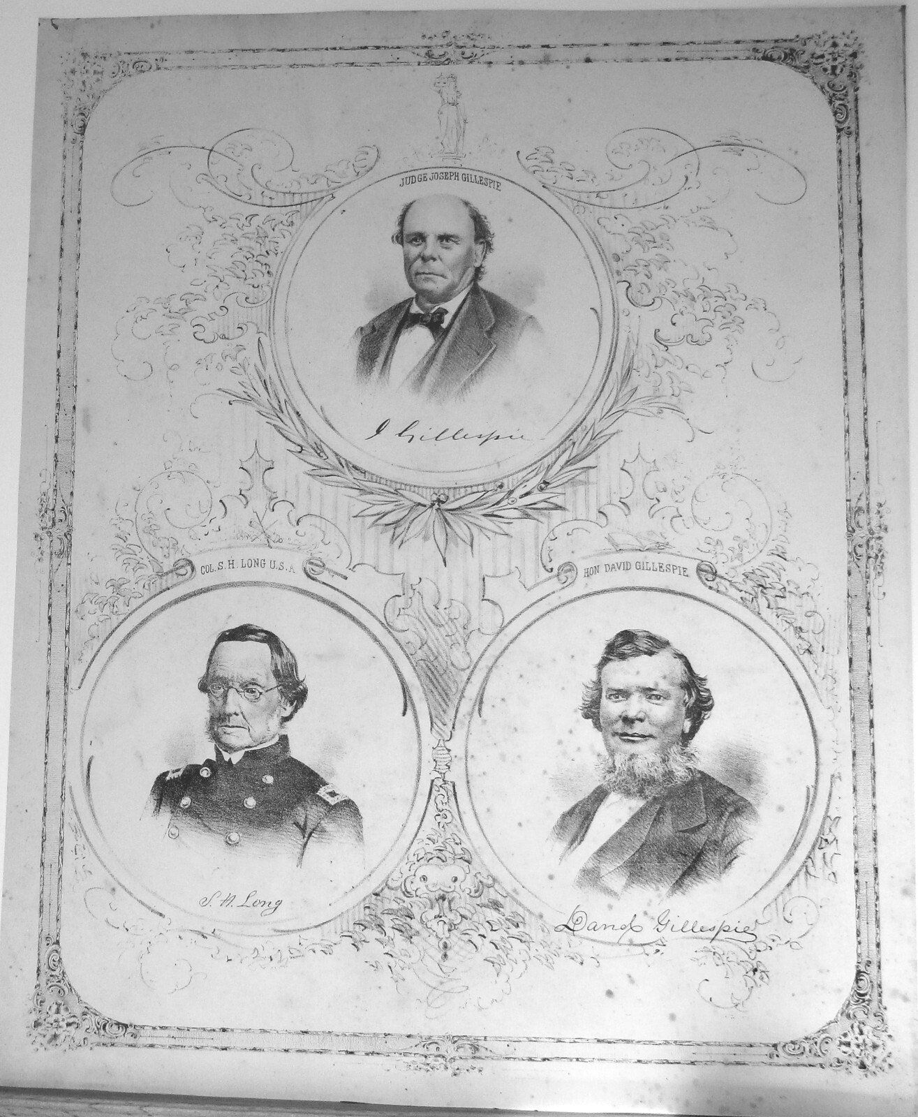 Judge Joseph Gillespie-Col. S H. Long – Hon. David Gillespie – 1873 Atlas Print
