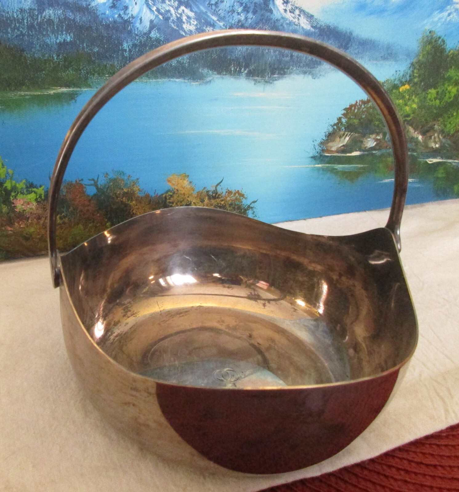 Vintage Cohr Denmark Silverplate Candy Bowl/Handled Basket ~ 5.5” Round 8.75 oz.