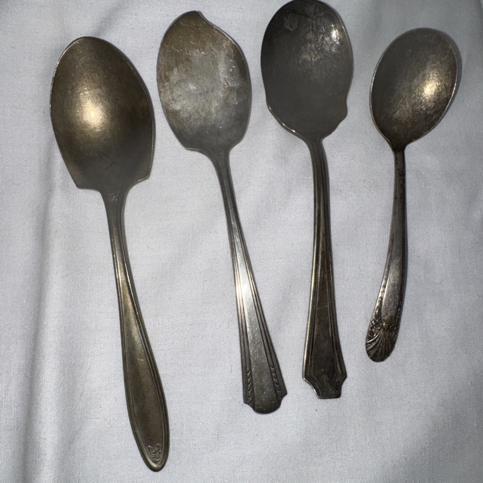 Lot Of 4 Antique/Vintage Spoons Alaska, Carlton, Penco & Crown Silver Plate