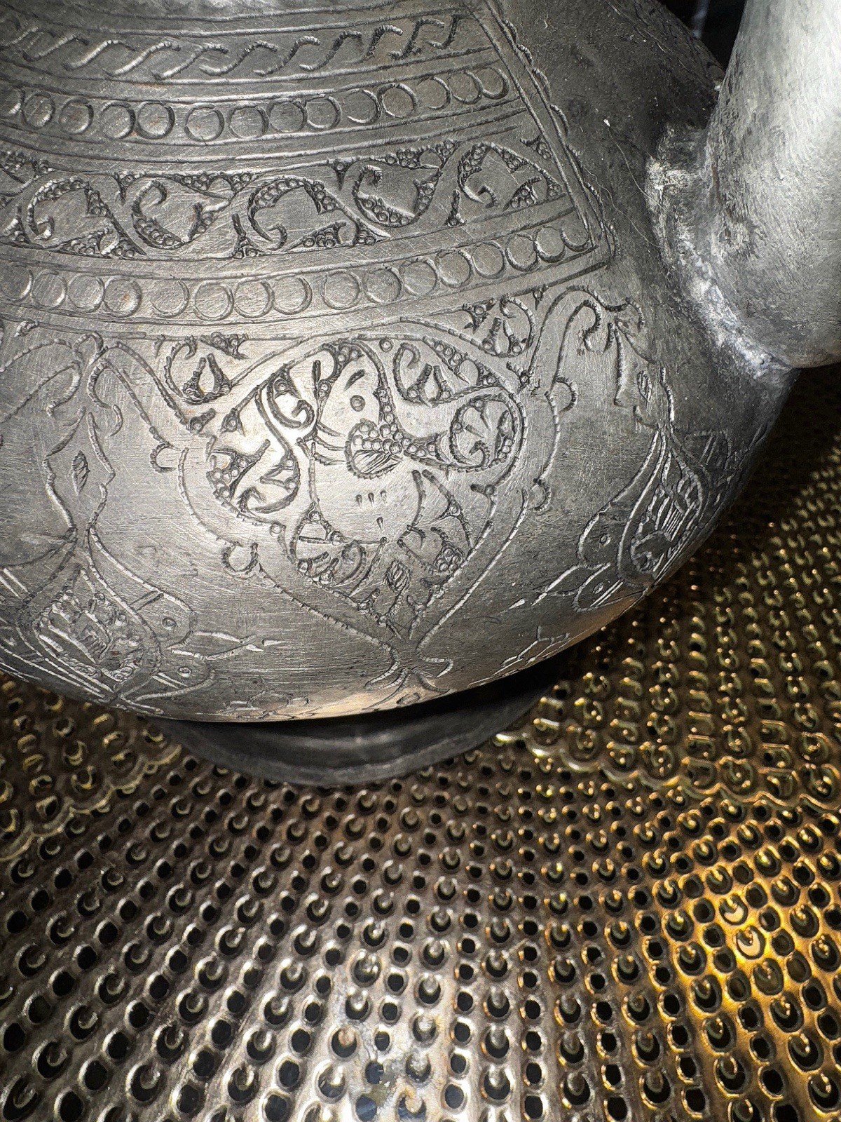 Middle Eastern Islamic ewer made of tinned copper 19th century