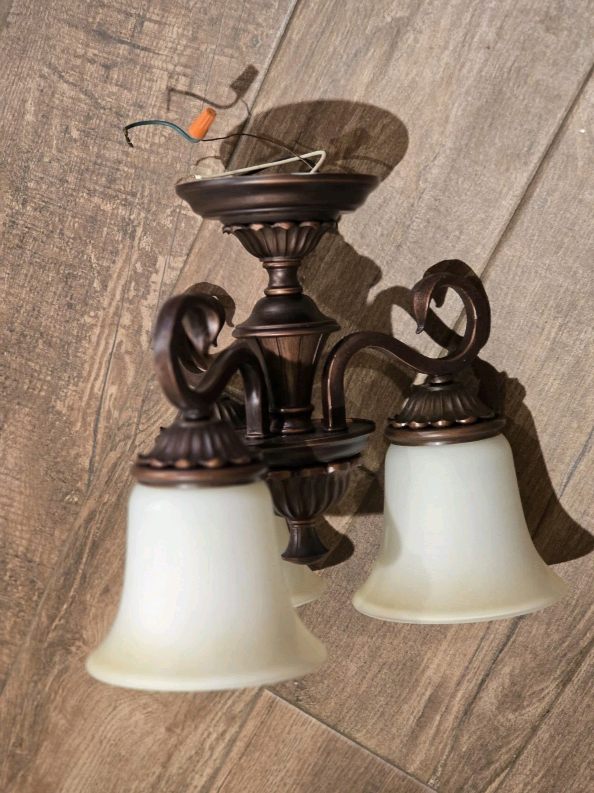 3 Arm Brushed Copper Hanging Ceiling Fixture Chandelier Light 12″ x 13″