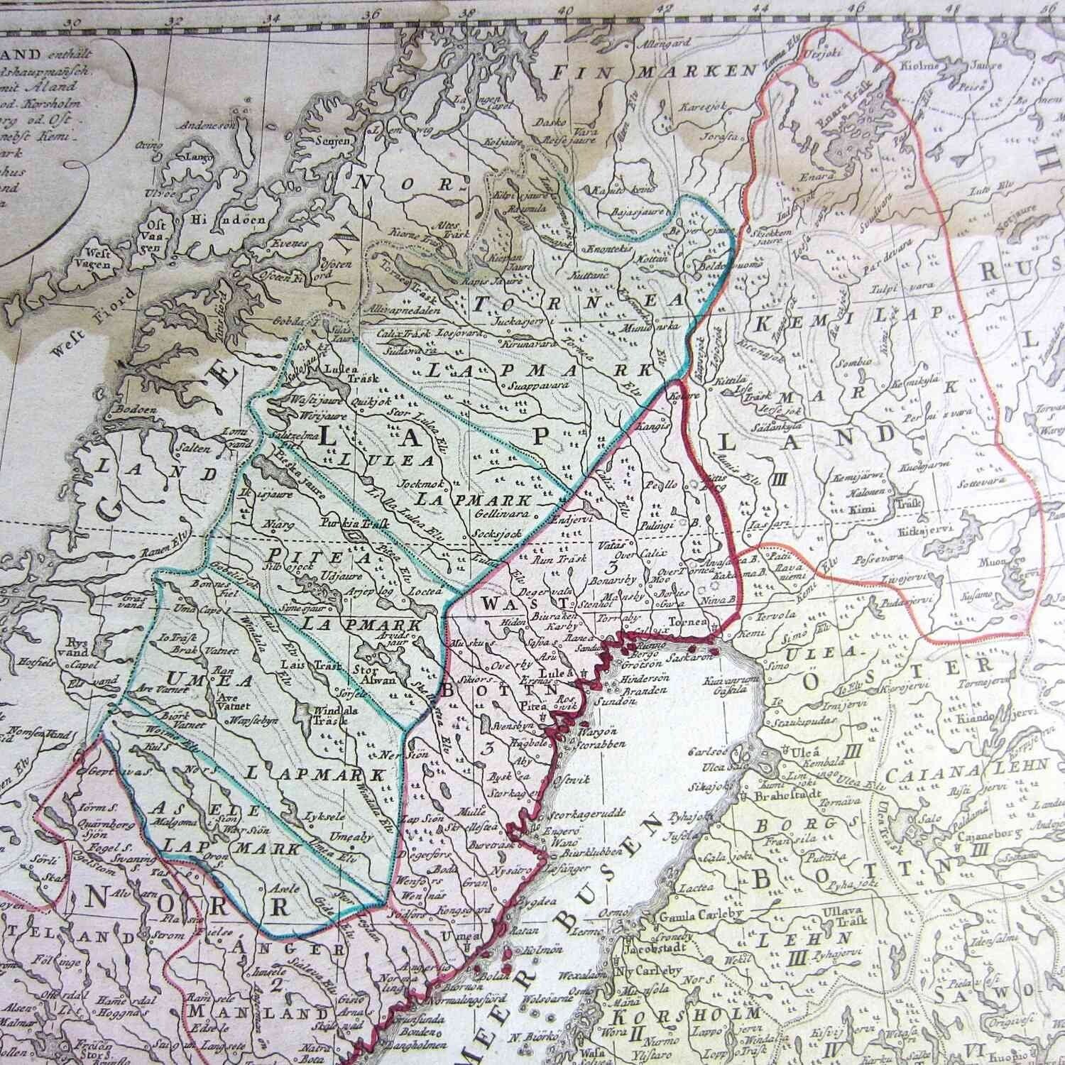 1793. Map of the Swedish Empire with the Lapplands
