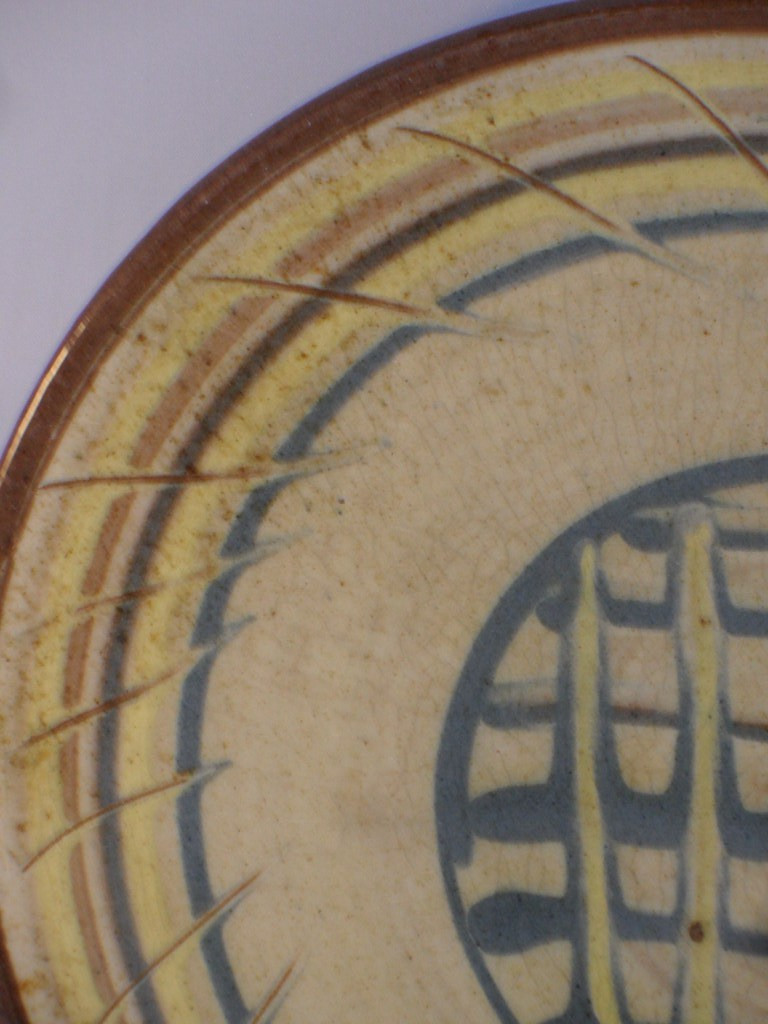 Rare? Antique Studio Pottery Combed? Slipware Decorated Plate 23.5cm 9 1/4″ Wide