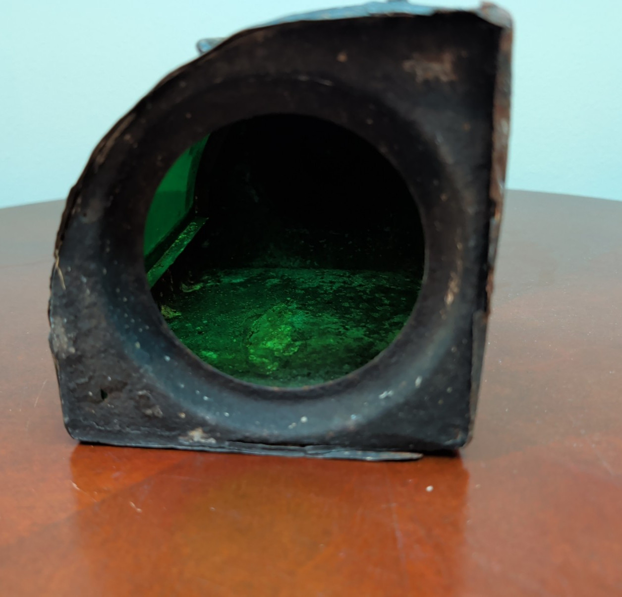Vintage Perko Ship Navigation Lantern – Green Glass – 12″ x 6.5″