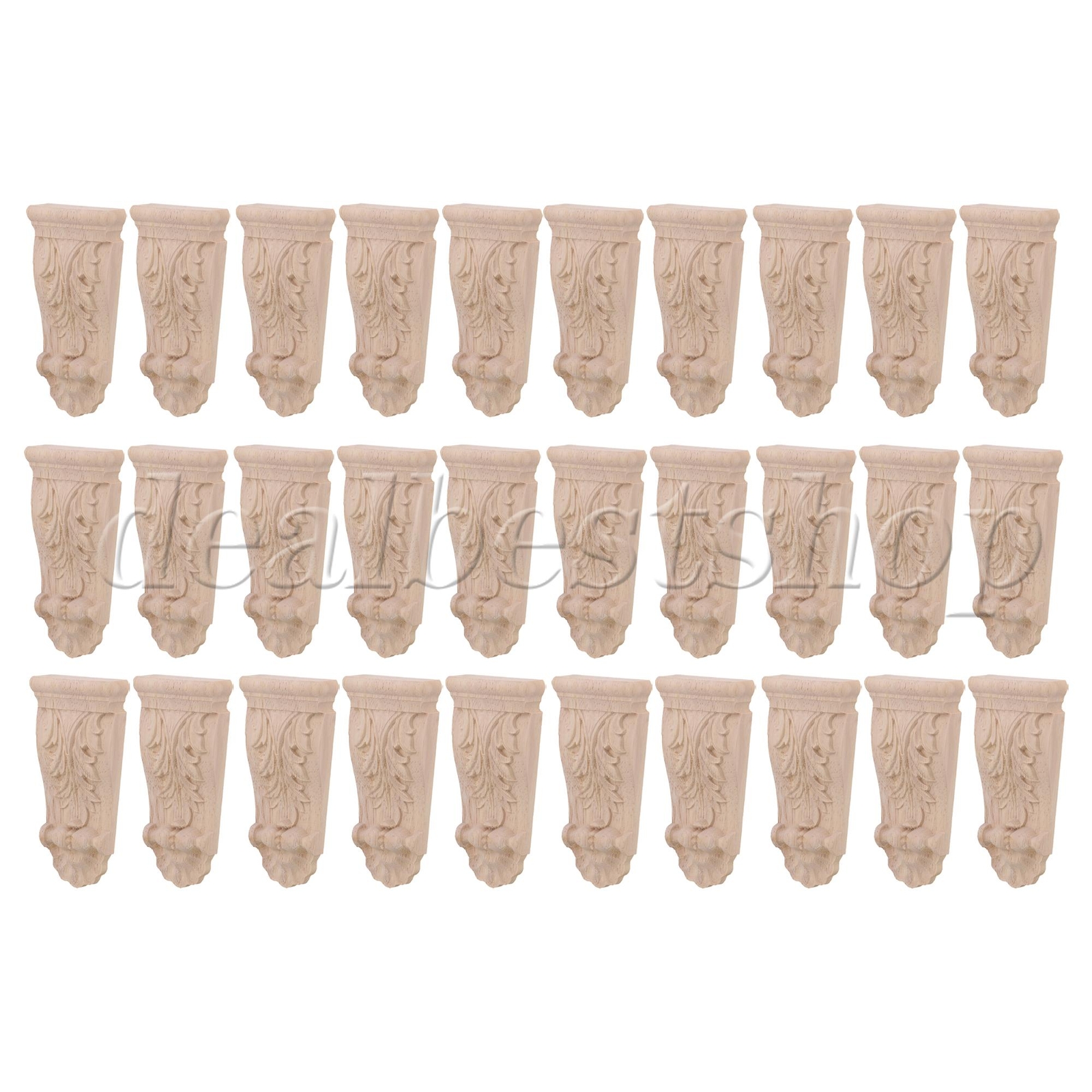 30x Unpainted Solid Wood Carved Corbels Column 1.97×0.67×3.94 Inch F45