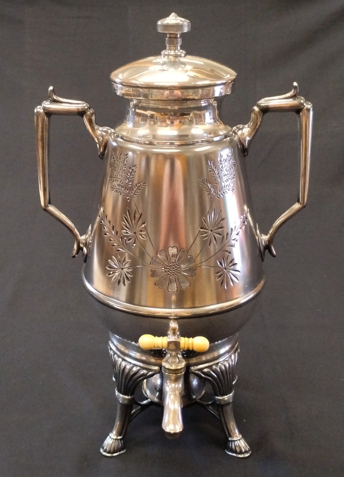 Antique ROGERS, SMITH & CO. Quad. Plate Victorian Hot Water / Tea Urn w/BURNER