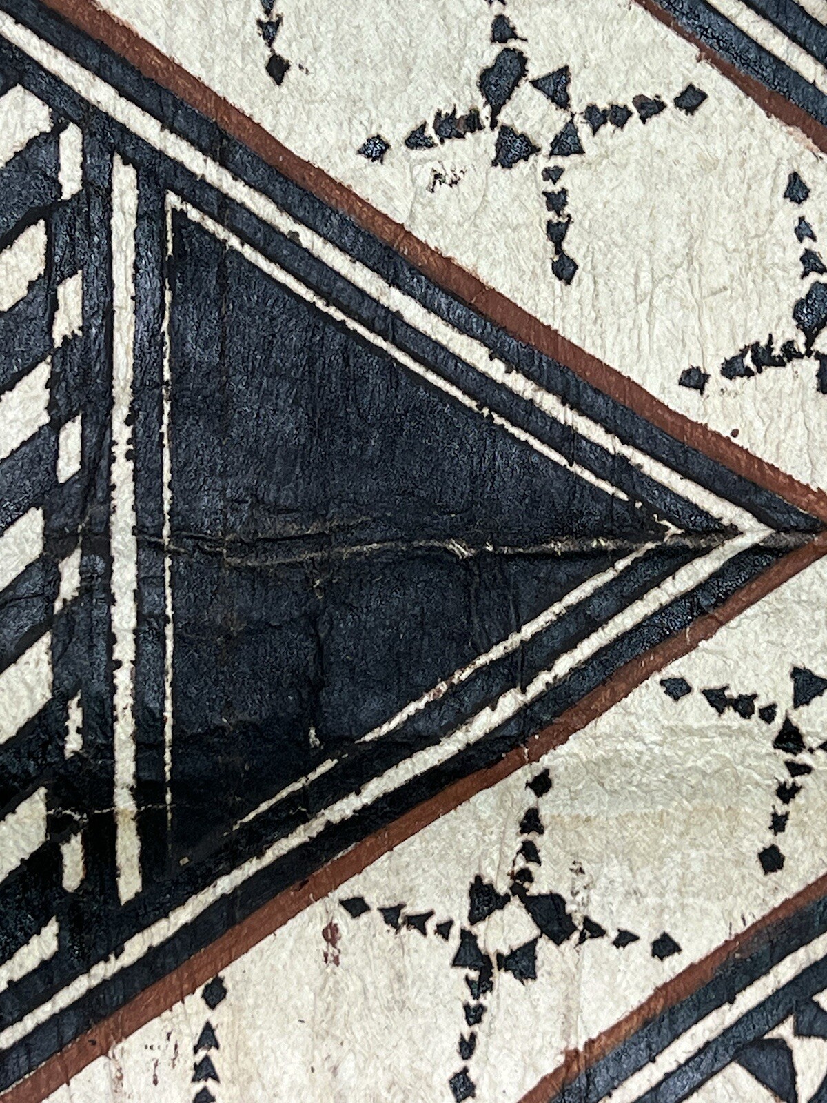 Pacific Islands Samoa Tuvalu Polychrome Bark cloth Floor Mat 20th C small #3