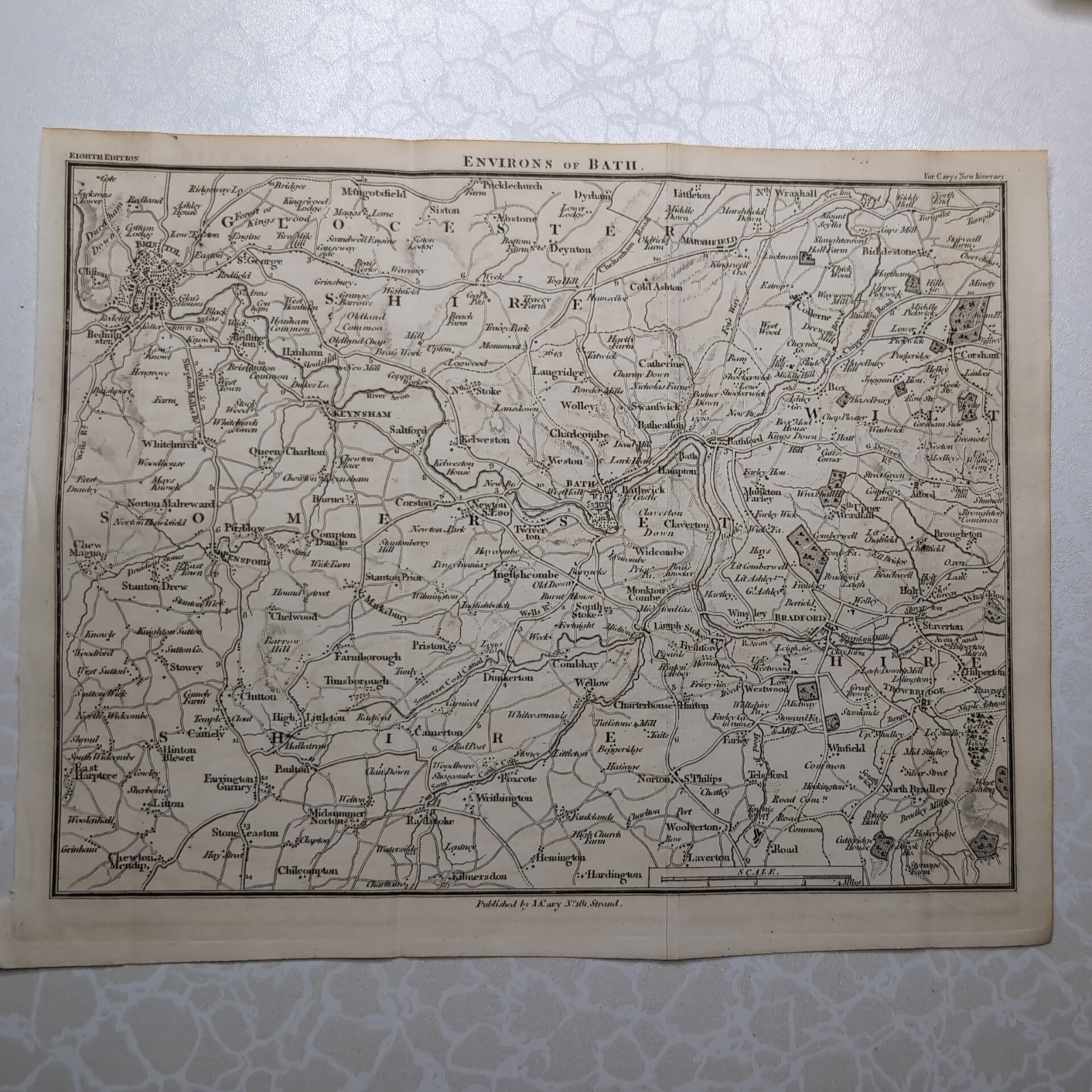 Original 1819 John Cary New Itinerary Environs of Bath