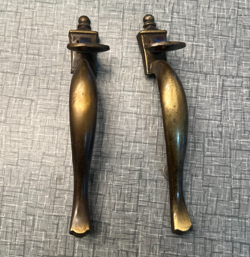 Vintage pair of Brass Thumb Latch Door Handle Pulls
