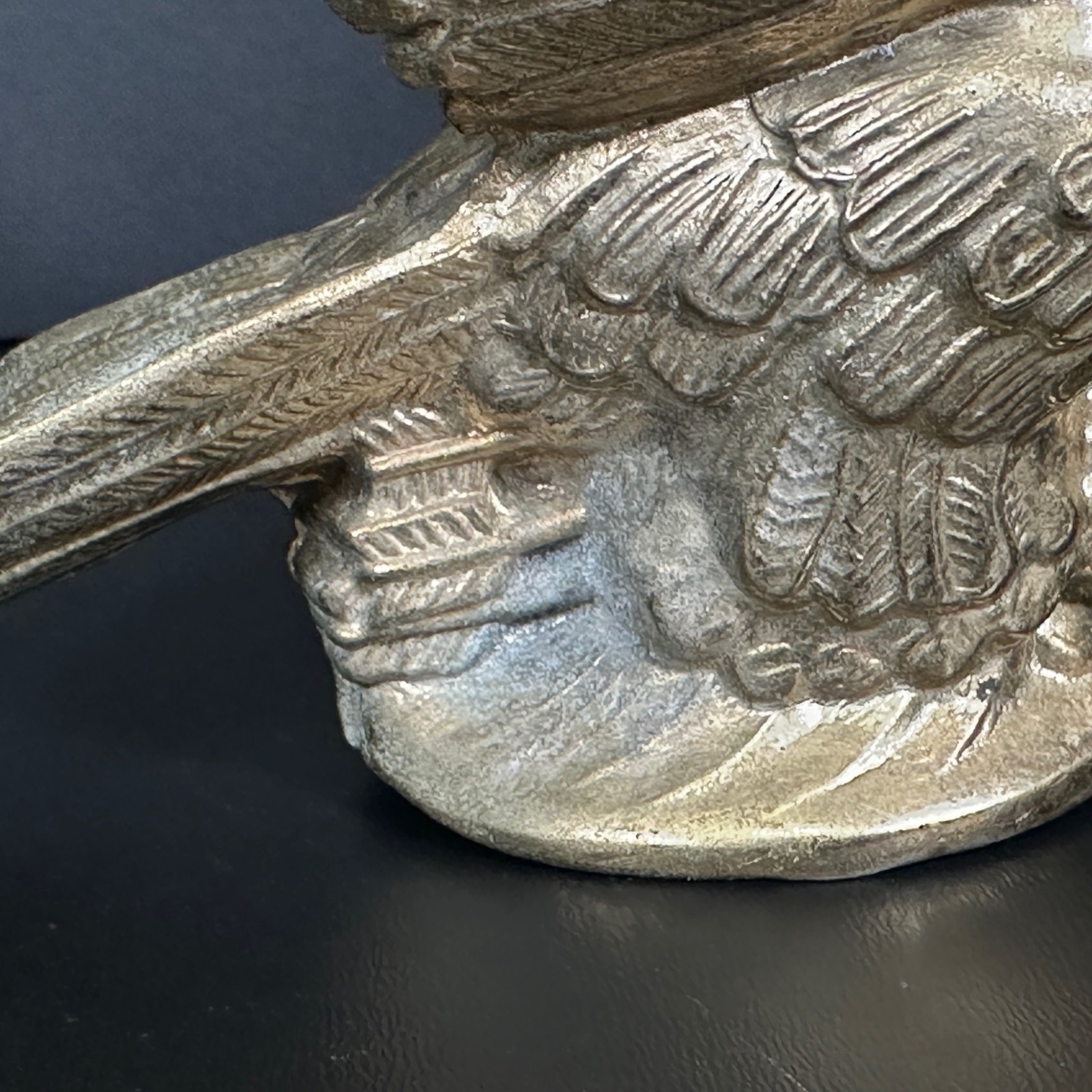 VTG Federal Style Brass American Eagle w Three Arrows Flagpole or Clock Finial