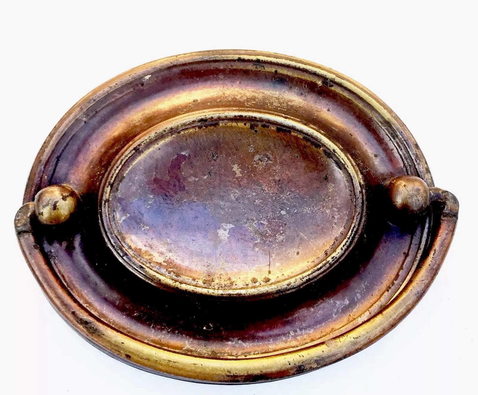 Hepplewhite Duncan Phyfe Brass Antique Hardware Oval Drawer Pull 2.5” Centers