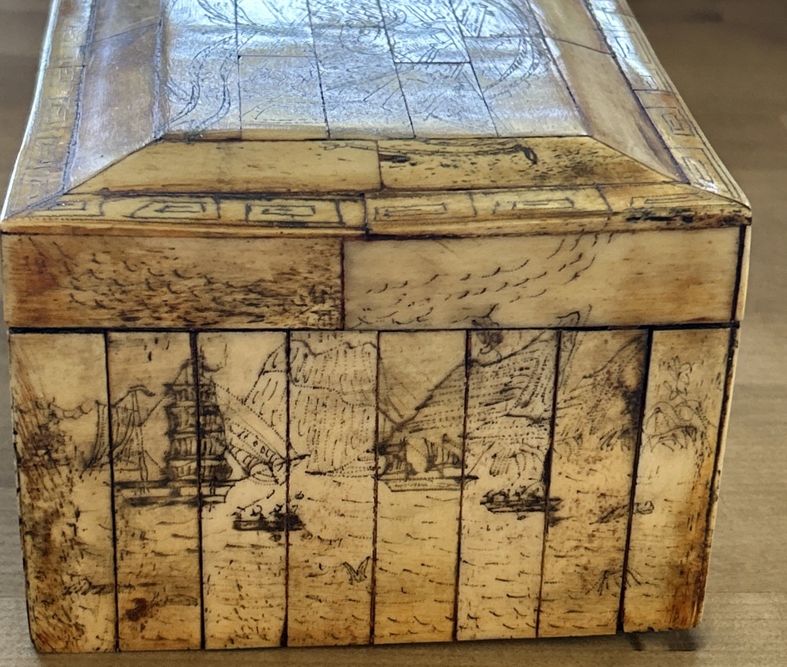 VTG Reproduction Art Scrimshaw CIVIL WAR BONE SCRIMSHAW BOX – VICKSBURG