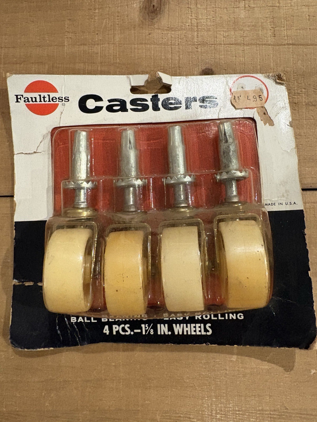 Faultless 1 5/8 Inc 4 Pack Vintage Furniture Casters. New Old Stock