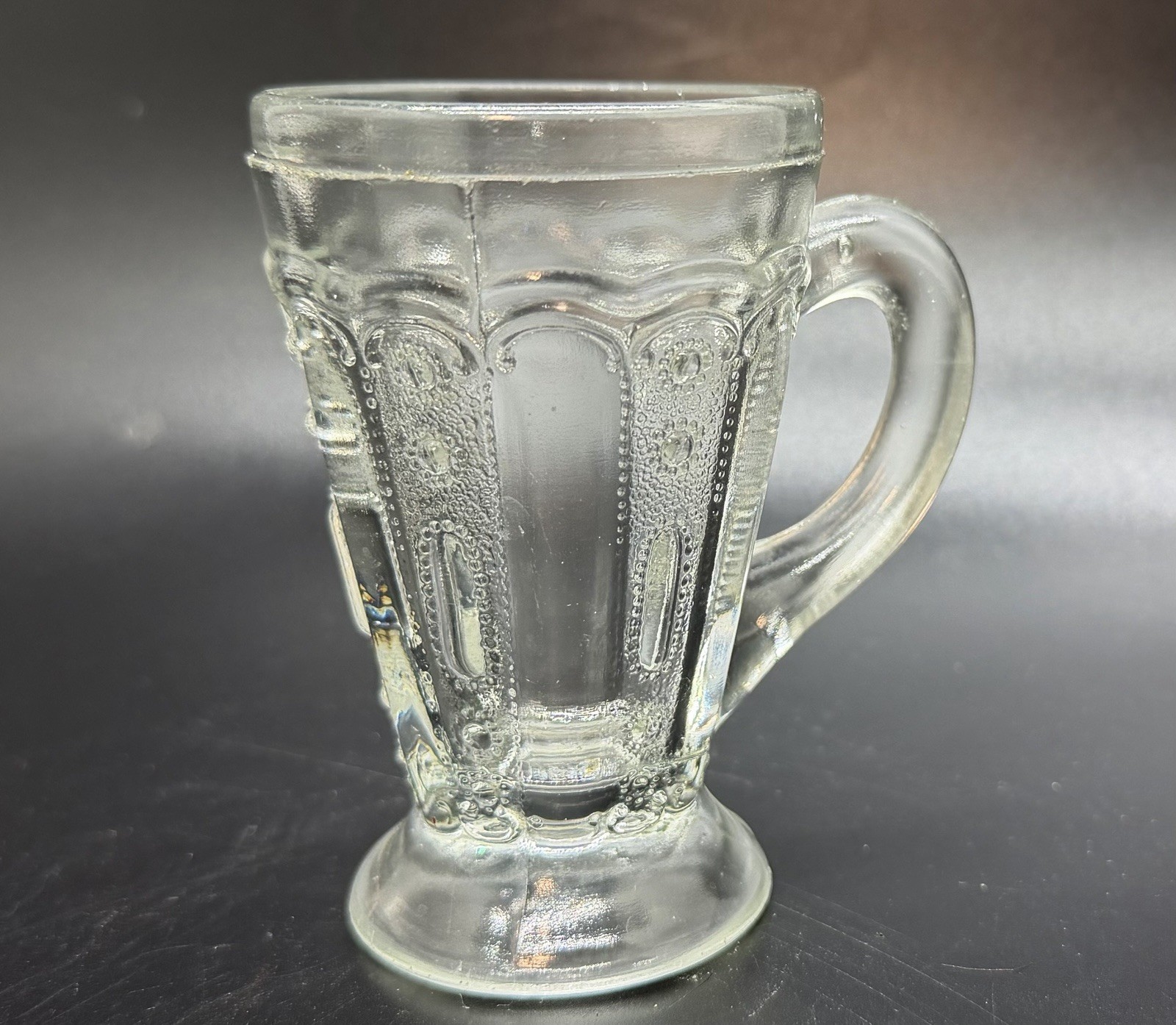 EAPG U.S. Glass Jewel With Dewdrop Kansas Handled Cup Mug States Series