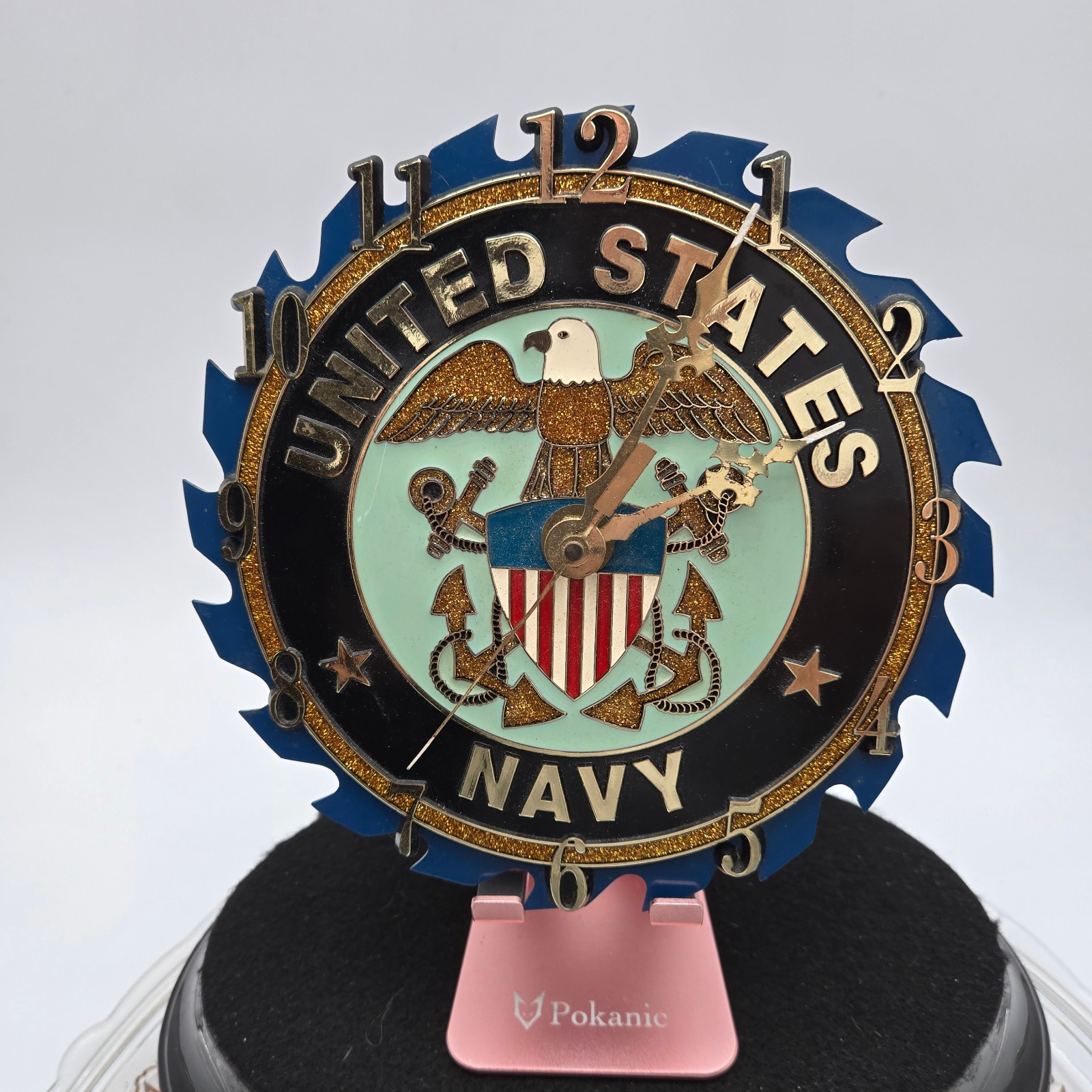 U.S. Navy 7 Inch Wall Clock Battery Operated Mounted On A Saw Blade