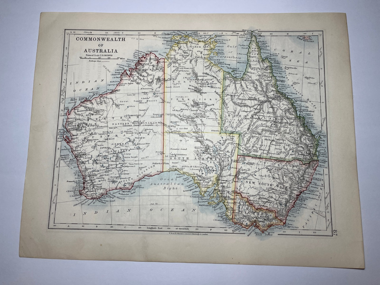 1911 Map of AUSTRALIA from 1911 Johnstons World-Wide Atlas SEE DESCRIPTION