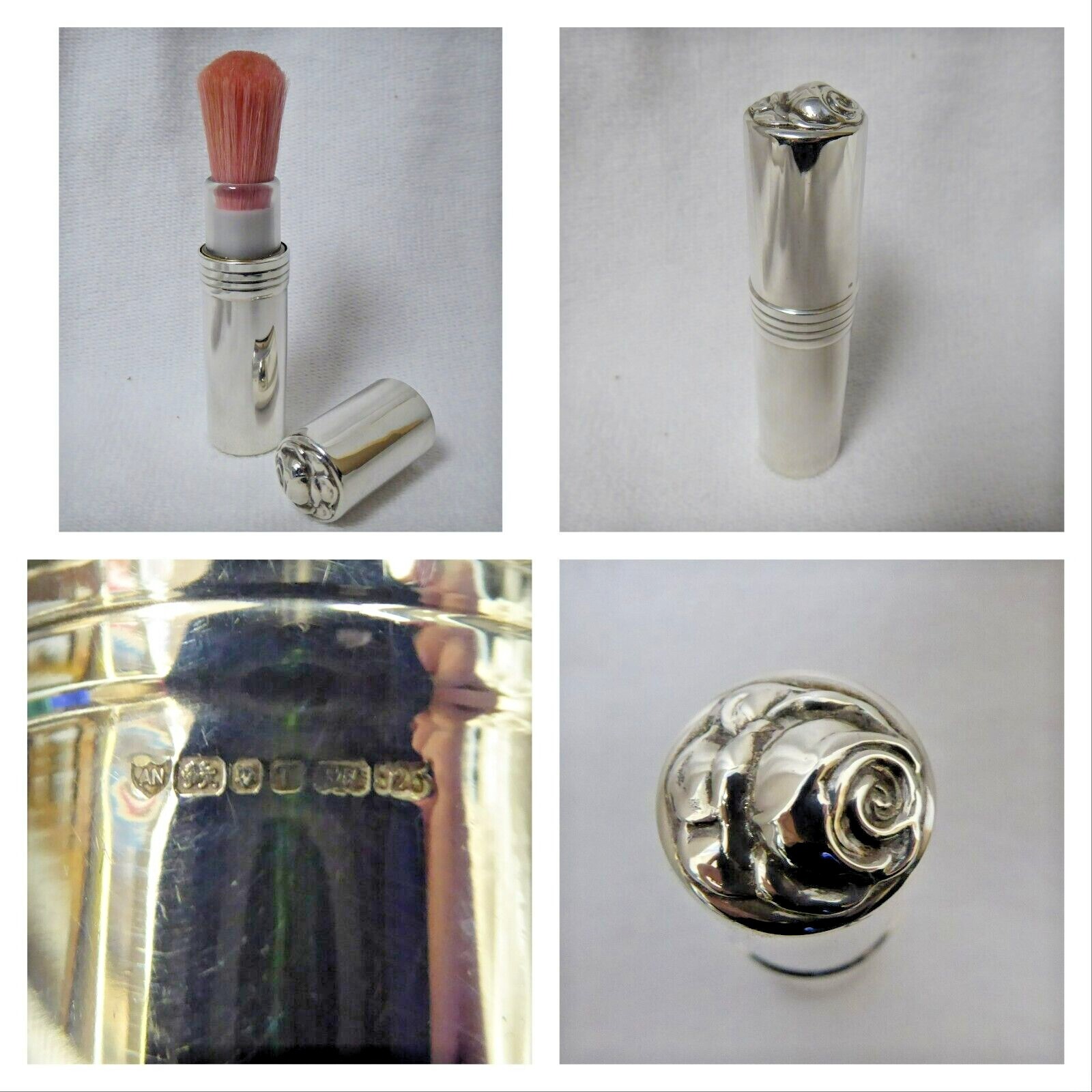 Sterling Silver 925 Makeup Brush Ari D Norman 1993 Hallmarked London Floral 36g