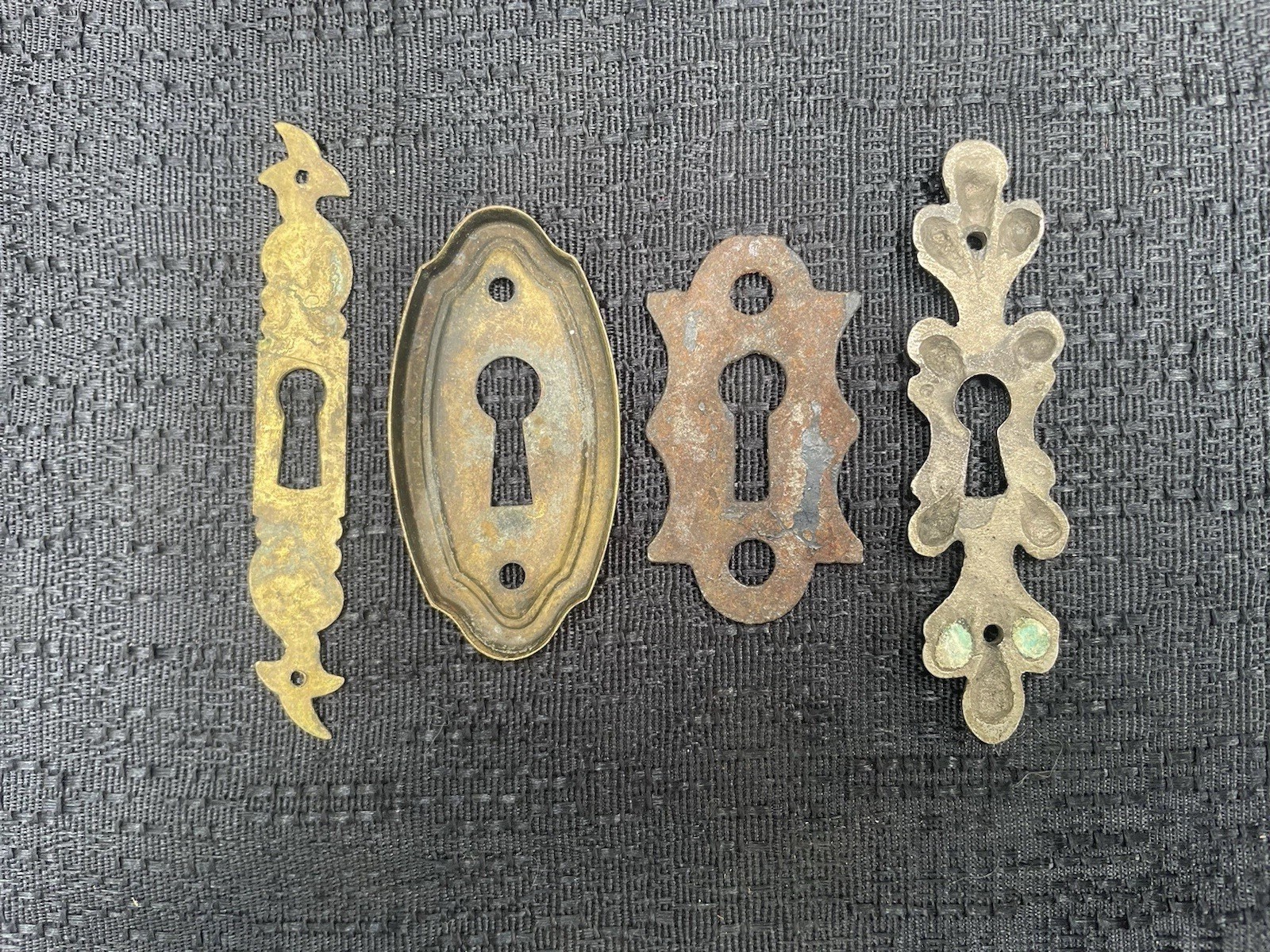 Lot (4) Vintage Antique Eastlake Skeleton Key Hole Plate Escutcheons Restore