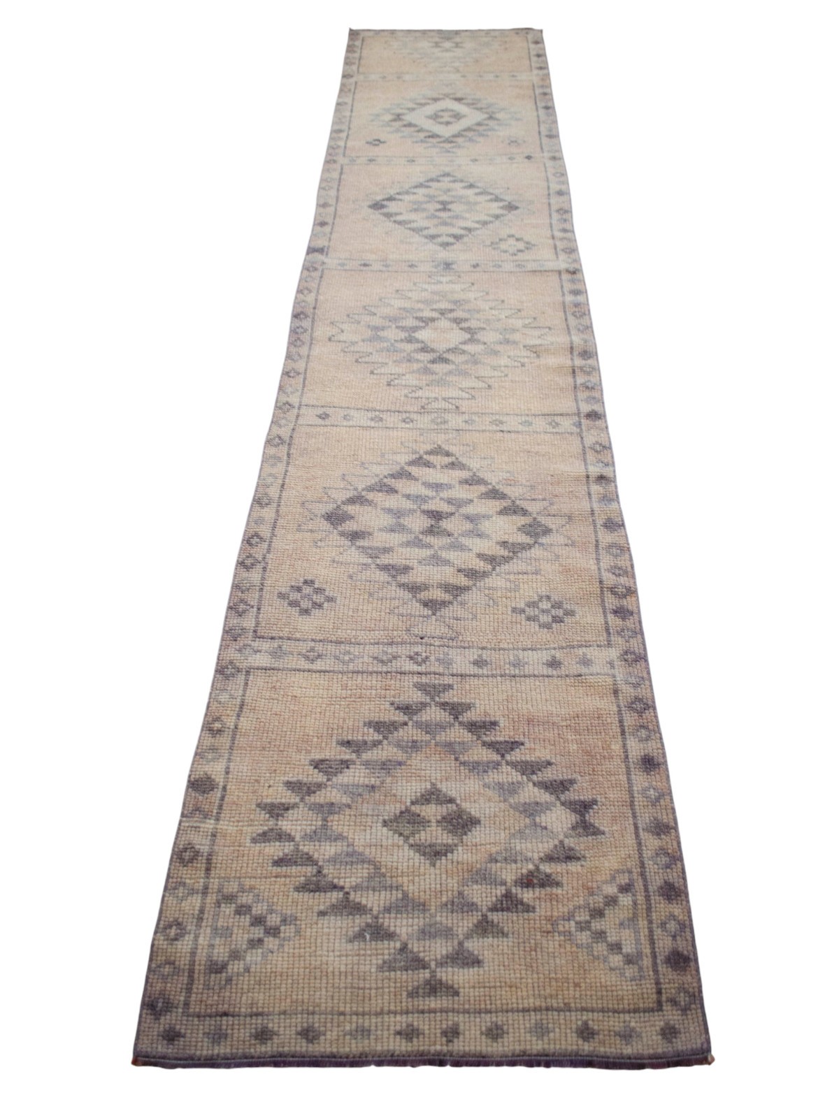 Turkish Runner Rug HandMade Wool Extra Long Hallway Rug Kitchen Decor 2.9×13.3ft