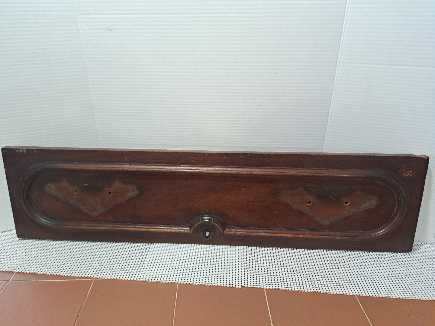 Antique Wooden Dresser Drawer Front Wood key hole Escutcheon ~32″ × 7.75″