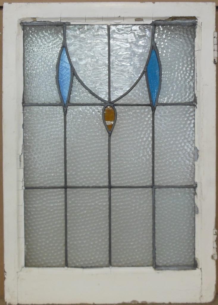 ABSTRACT LARGE OLD ENGLISH LEADED STAINED GLASS WINDOW 21″ X 30″