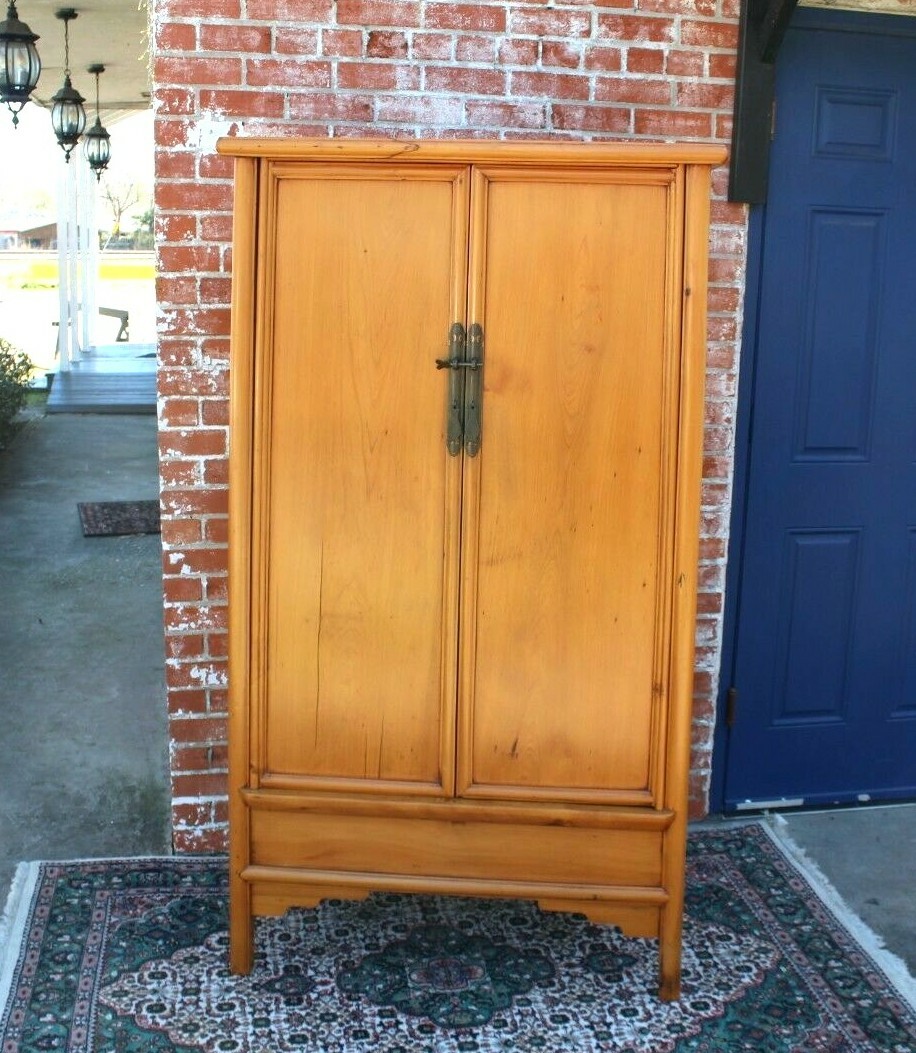 Chinese Antique 2 Drawer 2 Door Bedroom Armoire Wardrobe Cabinet