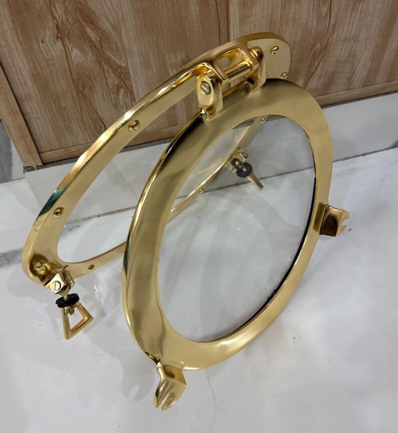 Handmade Aluminum Golden Finish 30 Inch Porthole Mirror Nautical Wall Decor Gift