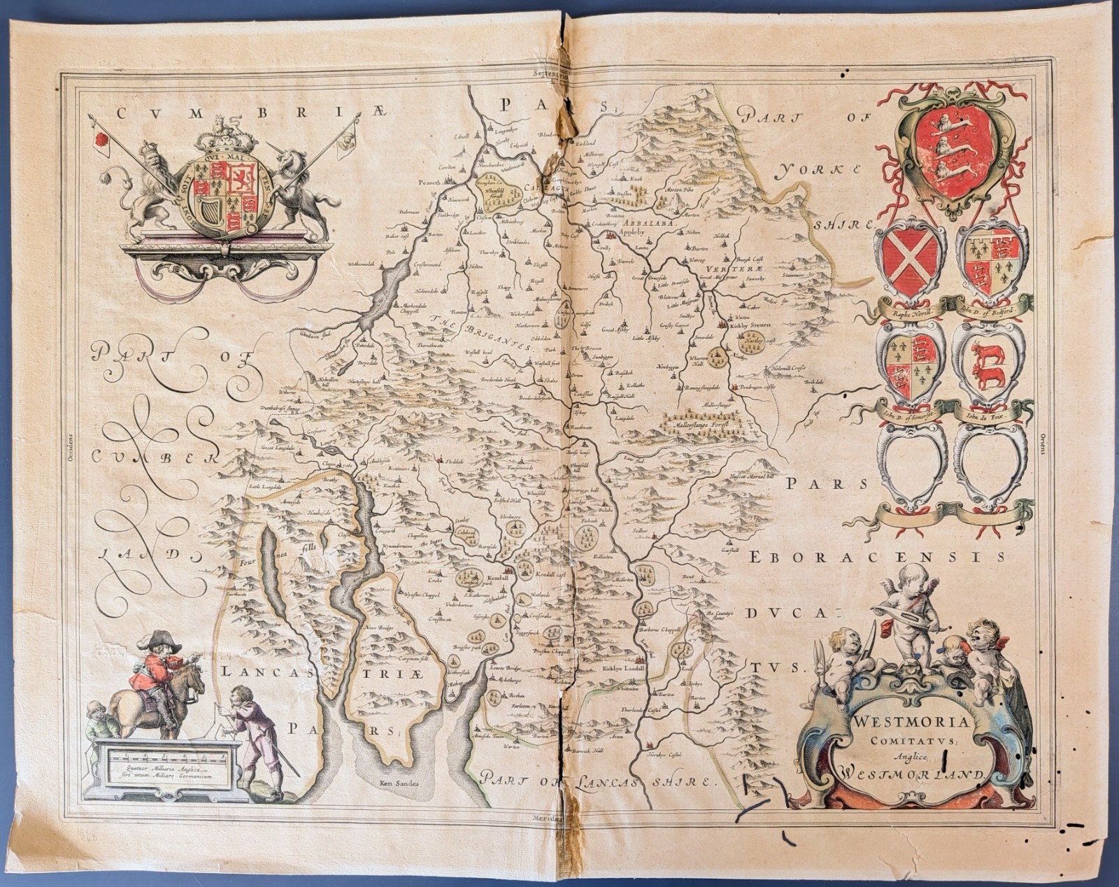 Westmorland Map Westmoria Comitatus Anglice Westmorland UK Joan Blaeu Atlas 17C