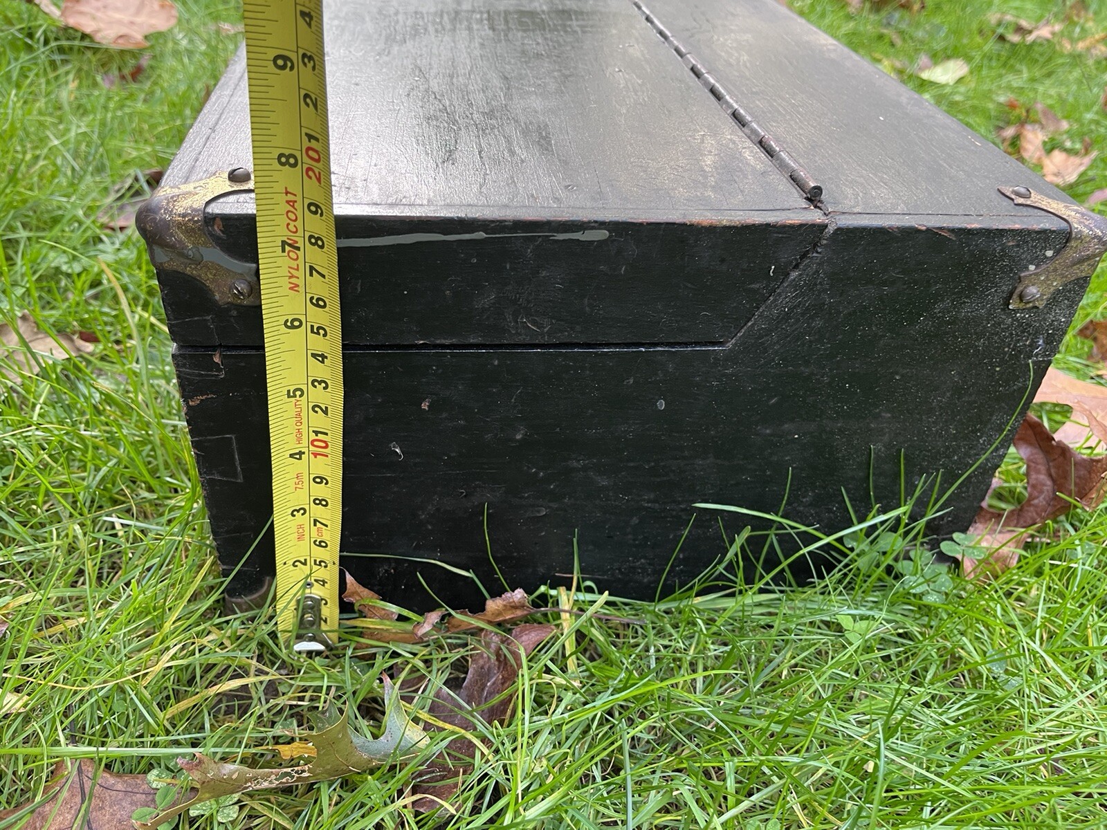Antique Rustic Primitive 32” Trunk Carpenters Wood Tool Box Chest Dovetail Eagle