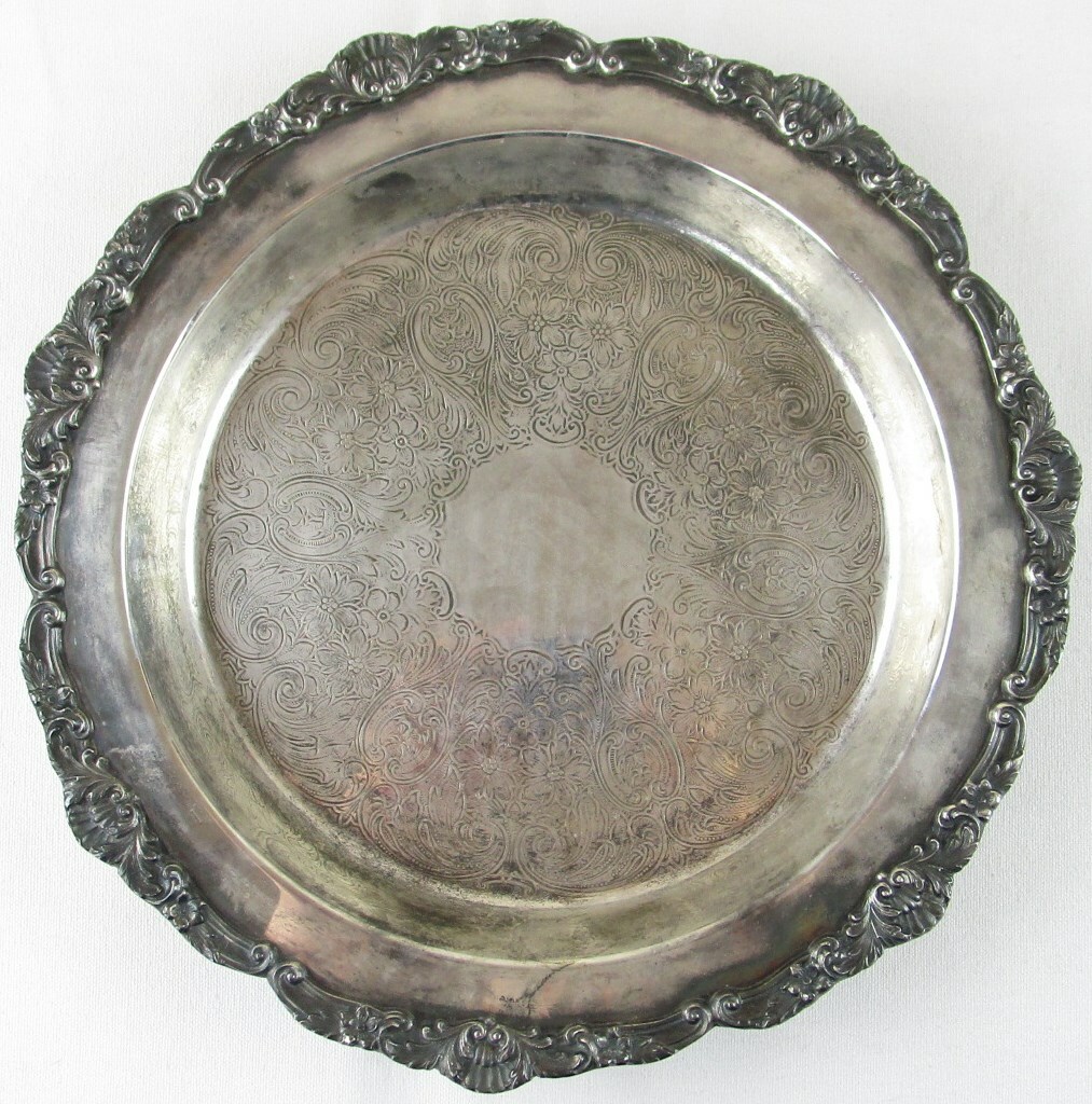 Vintage EPCA Bristol Silverplate by Poole 210 12-1/4″ Ornate Footed Serving Tray
